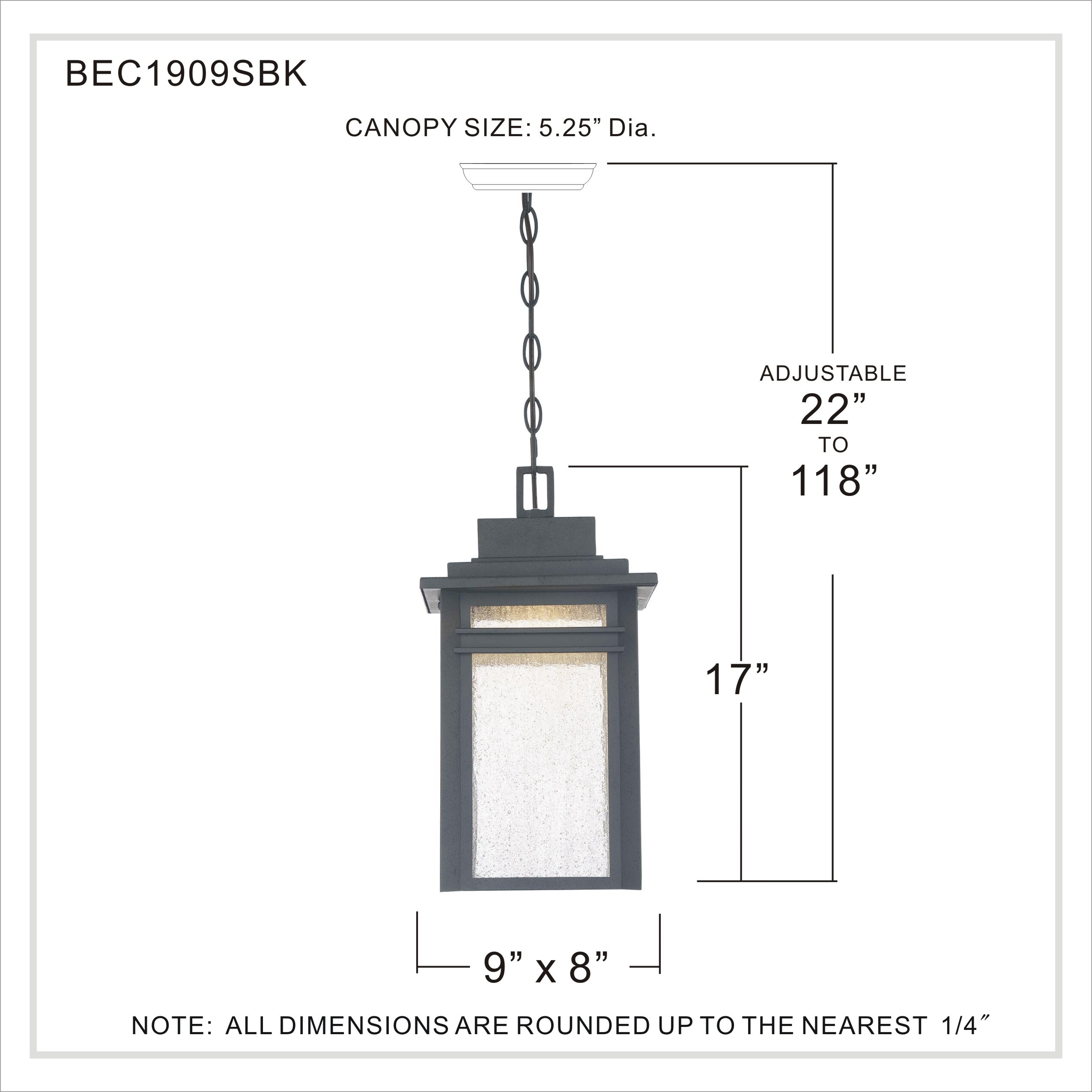 Quoizel Beacon Stone Black Transitional Seeded Glass Lantern Led Outdoor Hanging Pendant Light