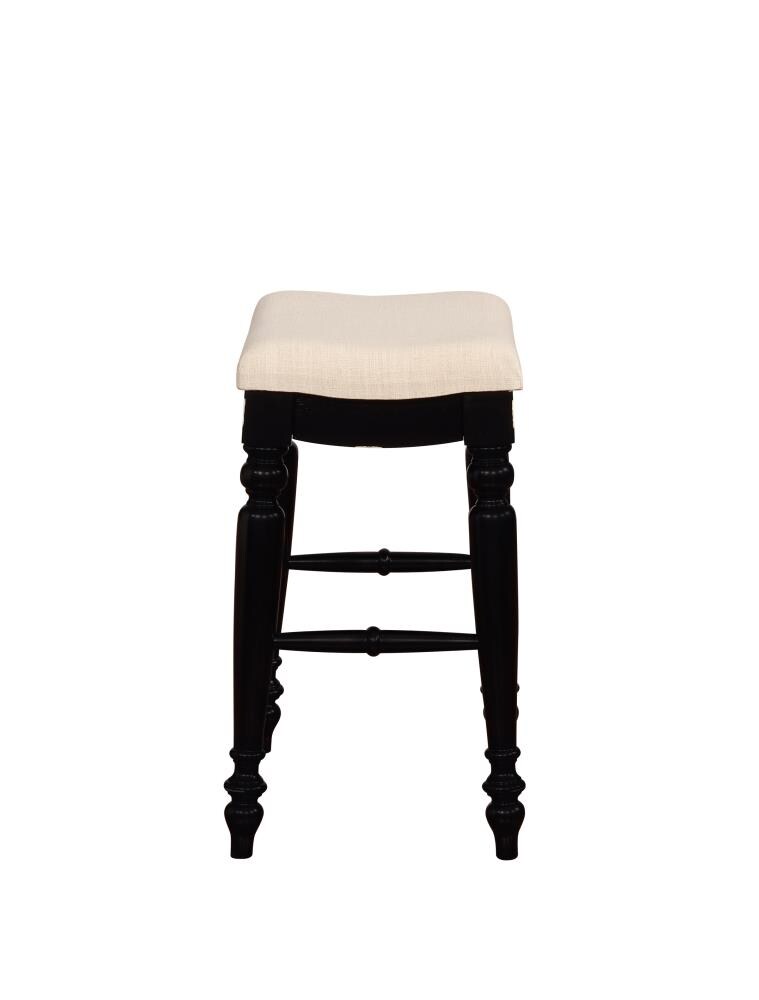 Marino 25" Black Wood and Linen Backless Counter Stool