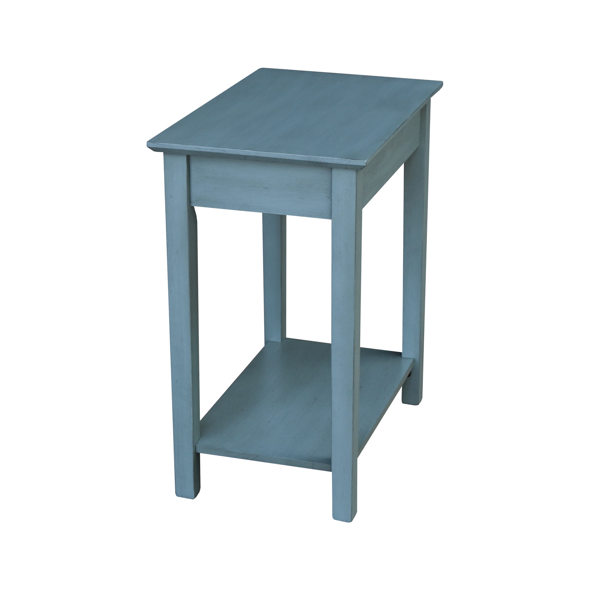 Ocean Blue Traditional Elegant Solid Parawood End Table with Storage