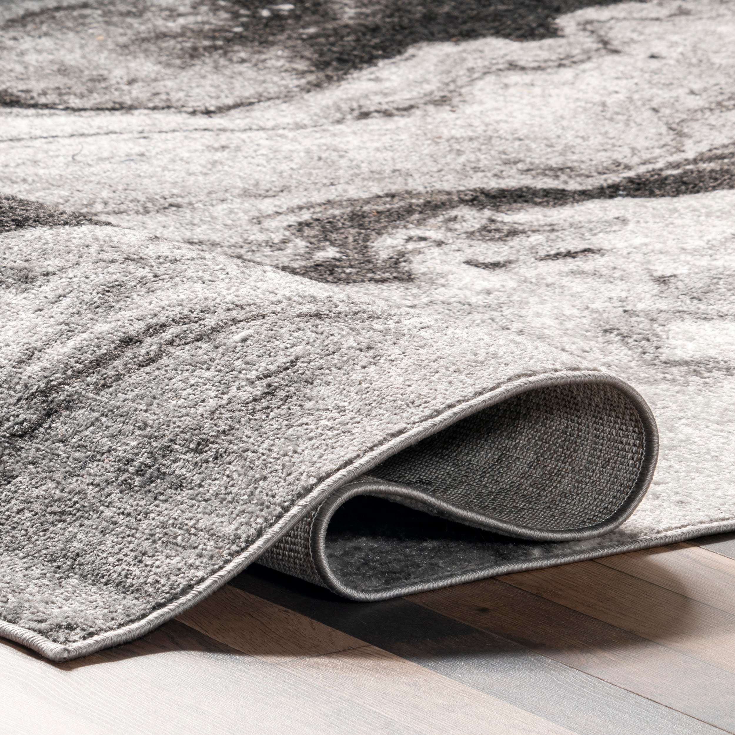 Gray Abstract Non-Slip Synthetic 9' x 12' Area Rug