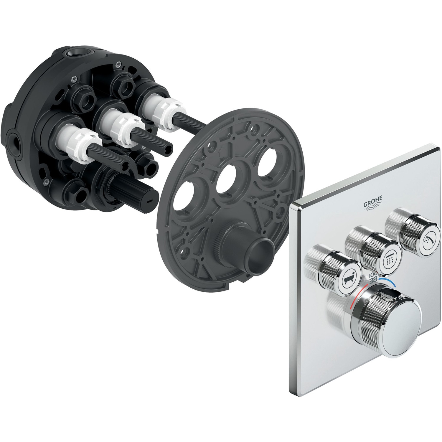 Grohtherm SmartControl Black Wall-Mounted Thermostatic Trim