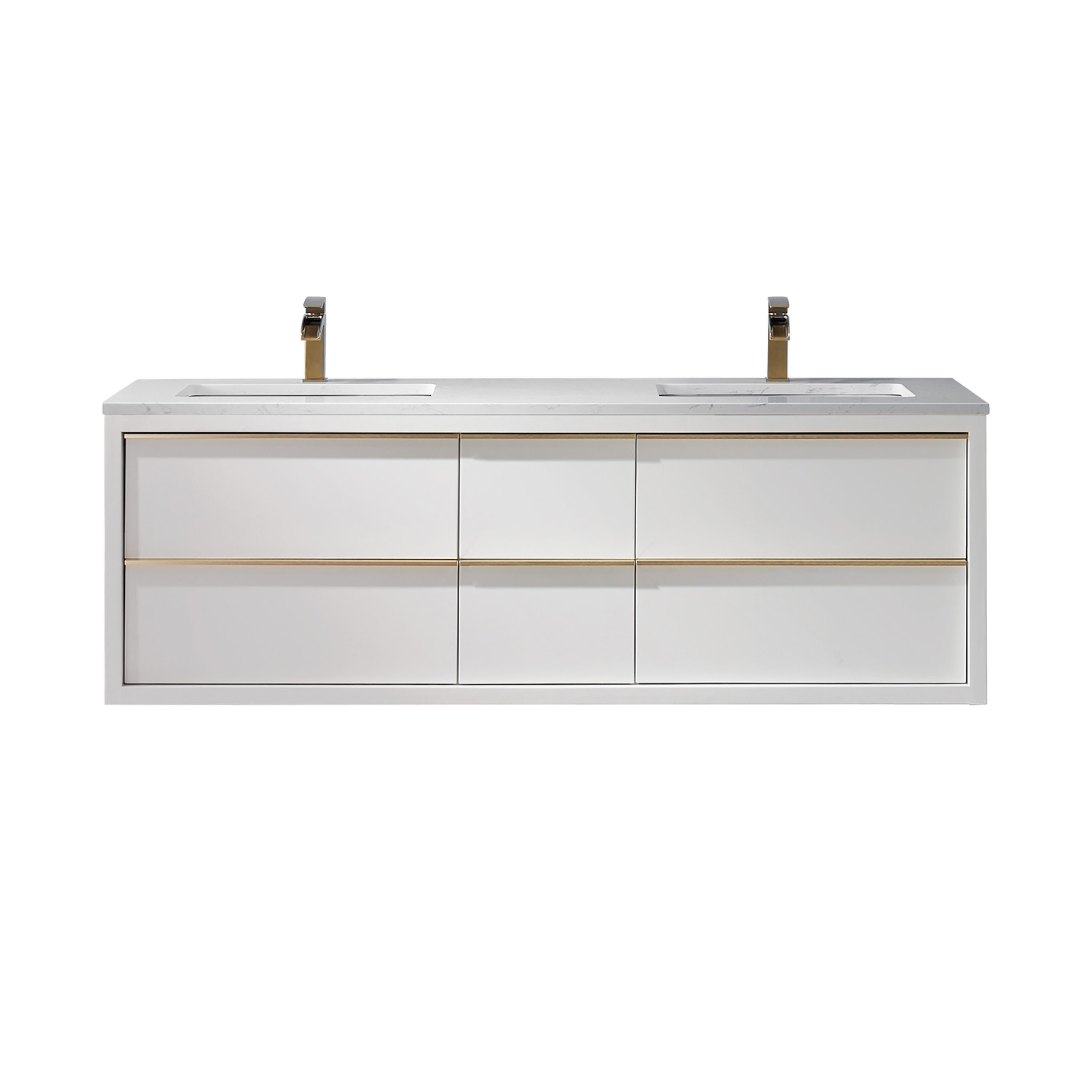 Altair 534060-WH-AW-NM Morgan 60-in White Undermount Double sink Bathroom Vanity with Aosta White Engineered marble Top