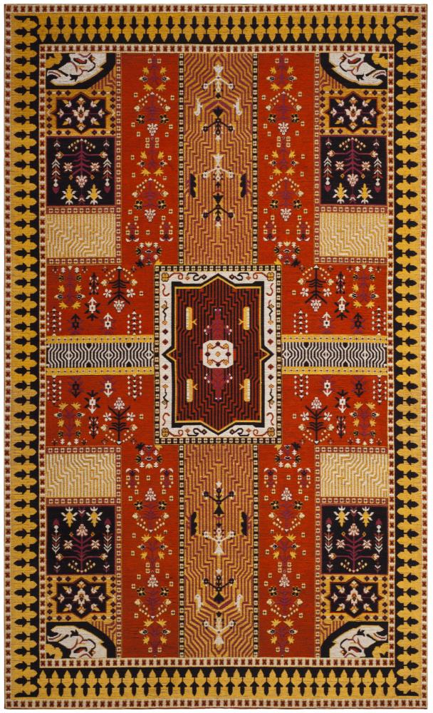 Safavieh CLV512D-6 Classic Vintage Tomaso 7 x 9 (ft) Loomed Cotton Orange/Gold Rectangular Indoor Abstract Global Area rug