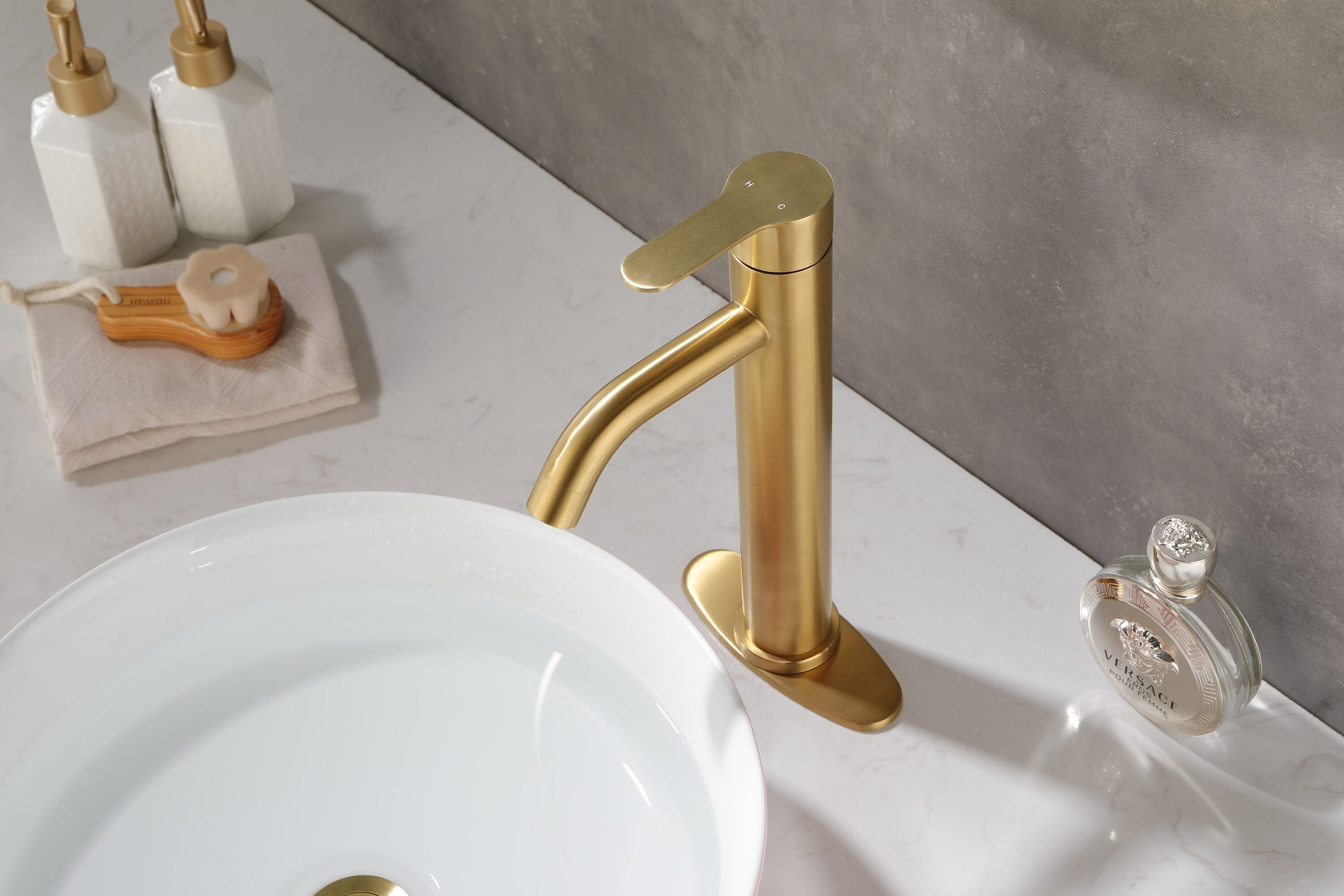 Brushed Gold Stainless Steel Single Handle Waterfall Faucet
