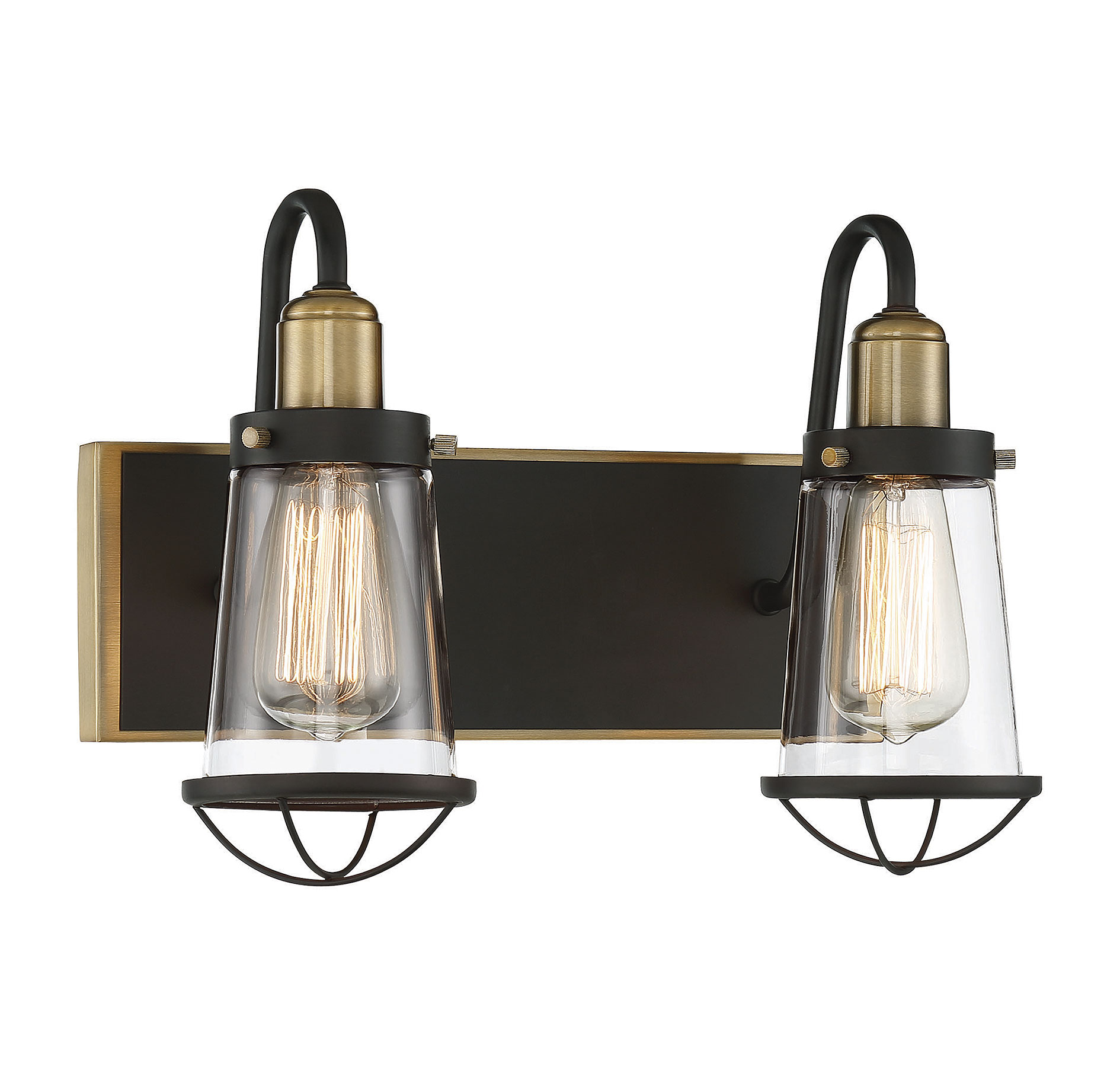 Lansing English Bronze & Warm Brass 2-Light Industrial Bath Bar