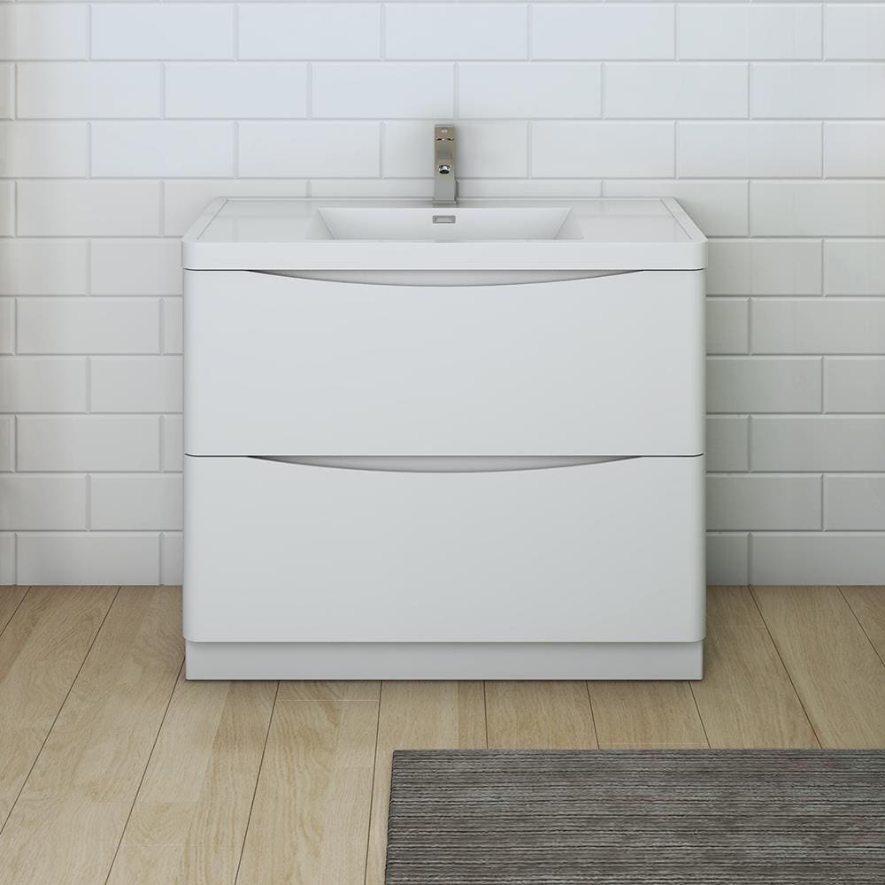 Fresca FCB9140WH-I Tuscany 40-in Glossy White Single sink Bathroom Vanity with White Acrylic Top