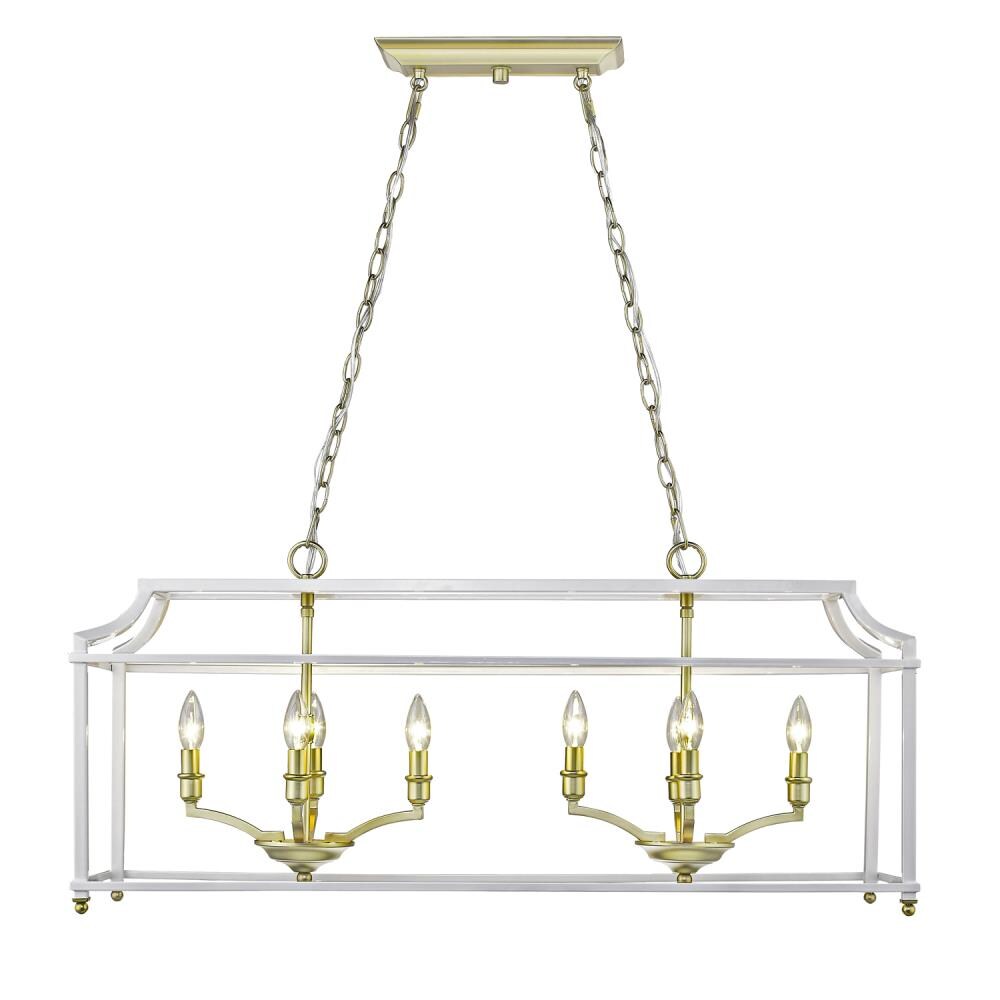 Golden Lighting 8401-LP SB-WH Leighton Satin Brass Transitional Linear Kitchen Island Light