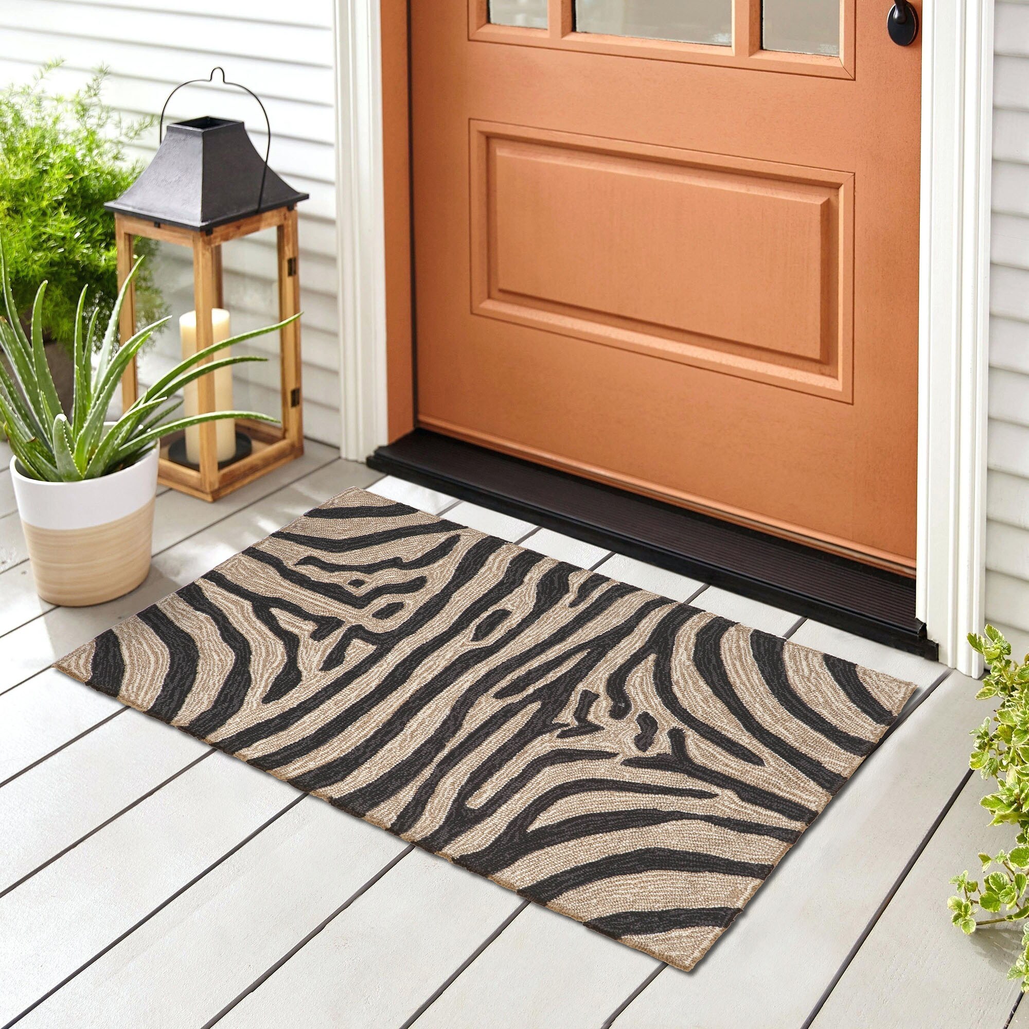 Liora Manne RVL23203348 Ravella 2 x 3 (ft) Tufted Polypropylene Black Rectangular Indoor/Outdoor Animal print Global Area rug