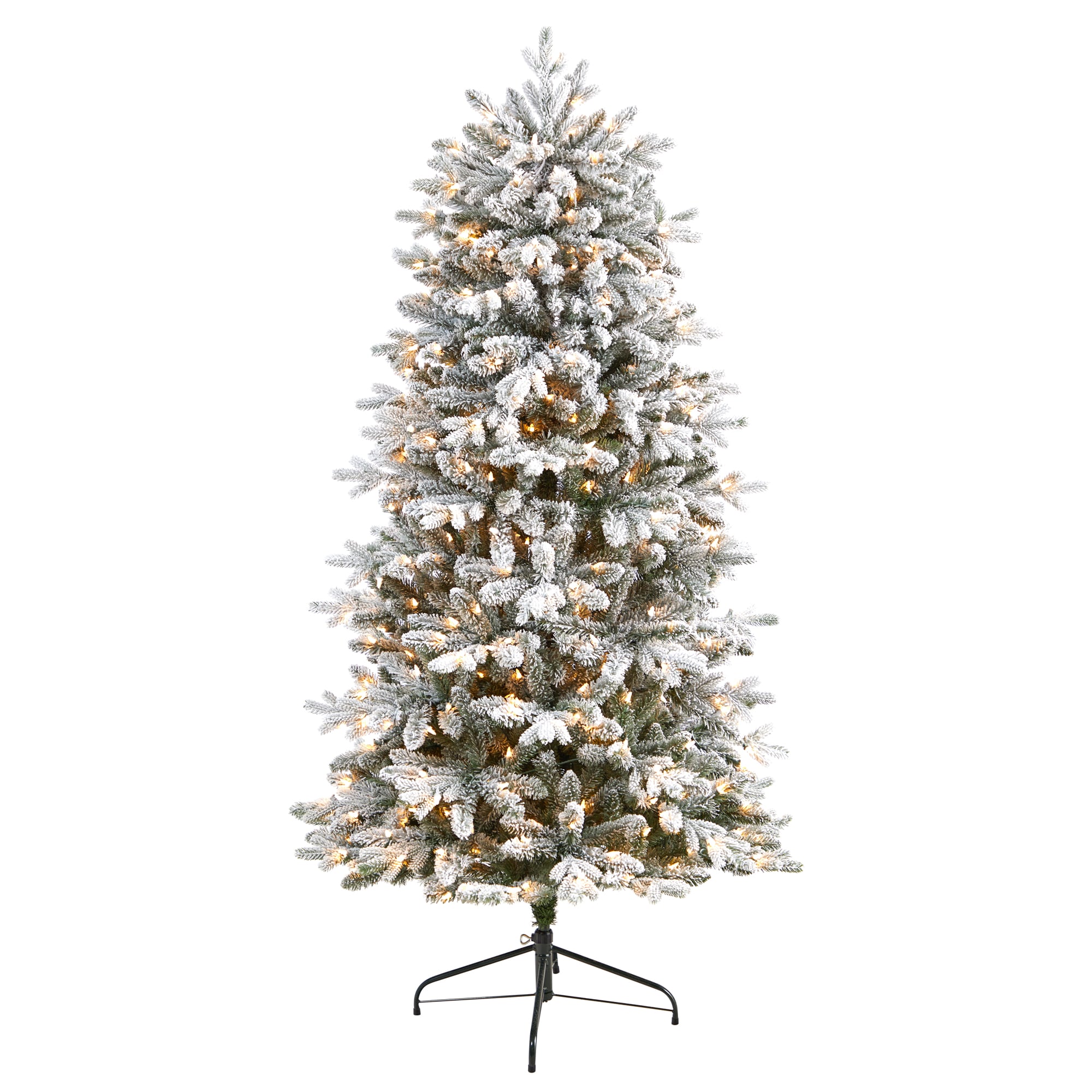 Nearly Natural T2354 6-ft Aspen Fir Pre-lit Flocked Artificial Christmas Tree with LED Lights