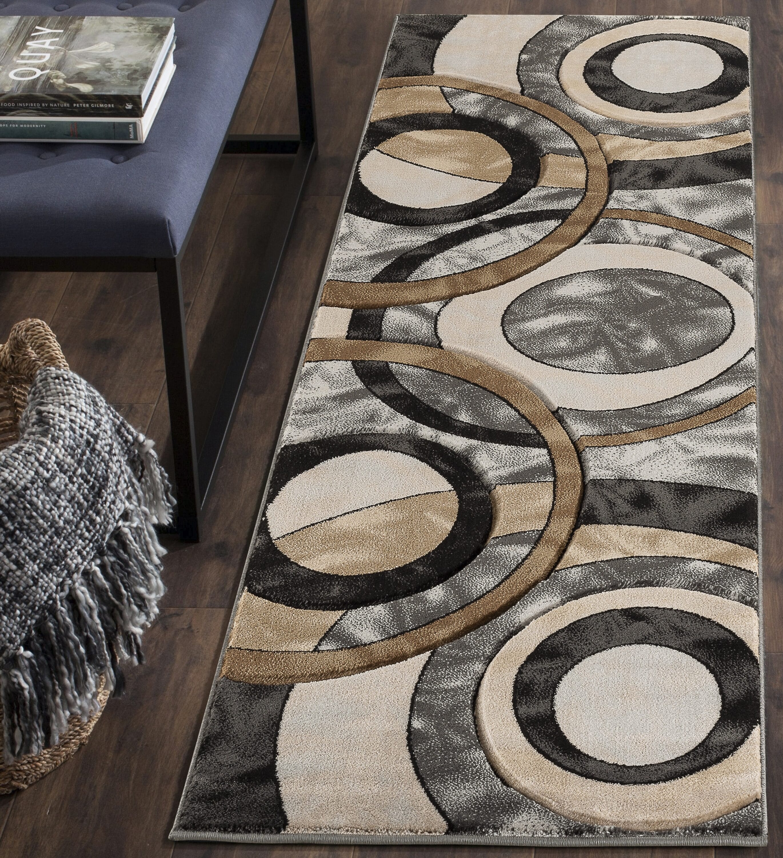 MDA Rugs OR158212 Orelsi 2 x 12 (ft) Polypropylene Gray/Cream/Beige Rectangular Indoor Abstract Runner rug