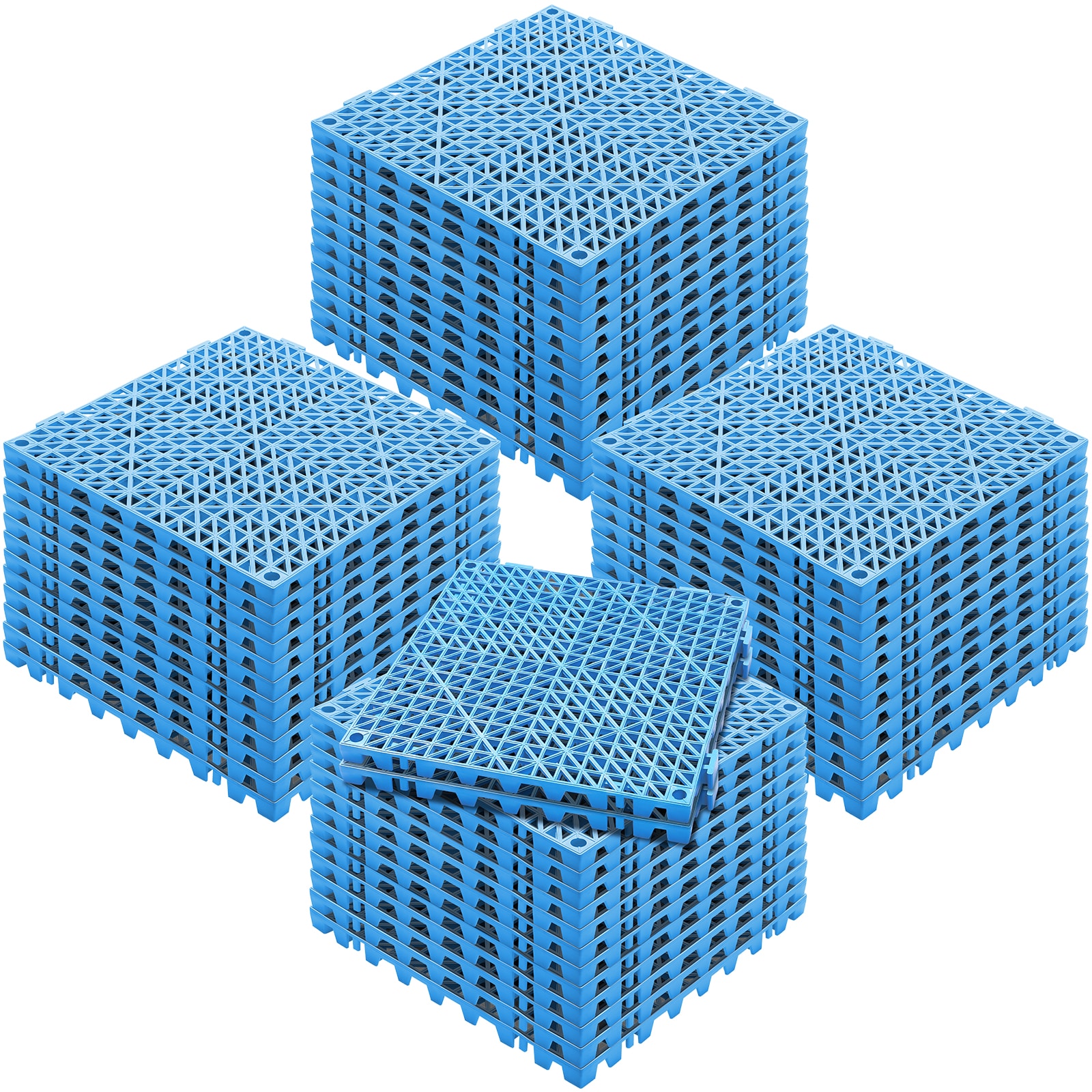 Tinyhomie Interlocking Tile 50PCS Blue Drainage Tiles 12in x 12in Splicing PVC Interlocking Drainage Floor Tiles Non-Slip Drainage Holes for Restroom Bathroom Kitchen Pool Wet Areas