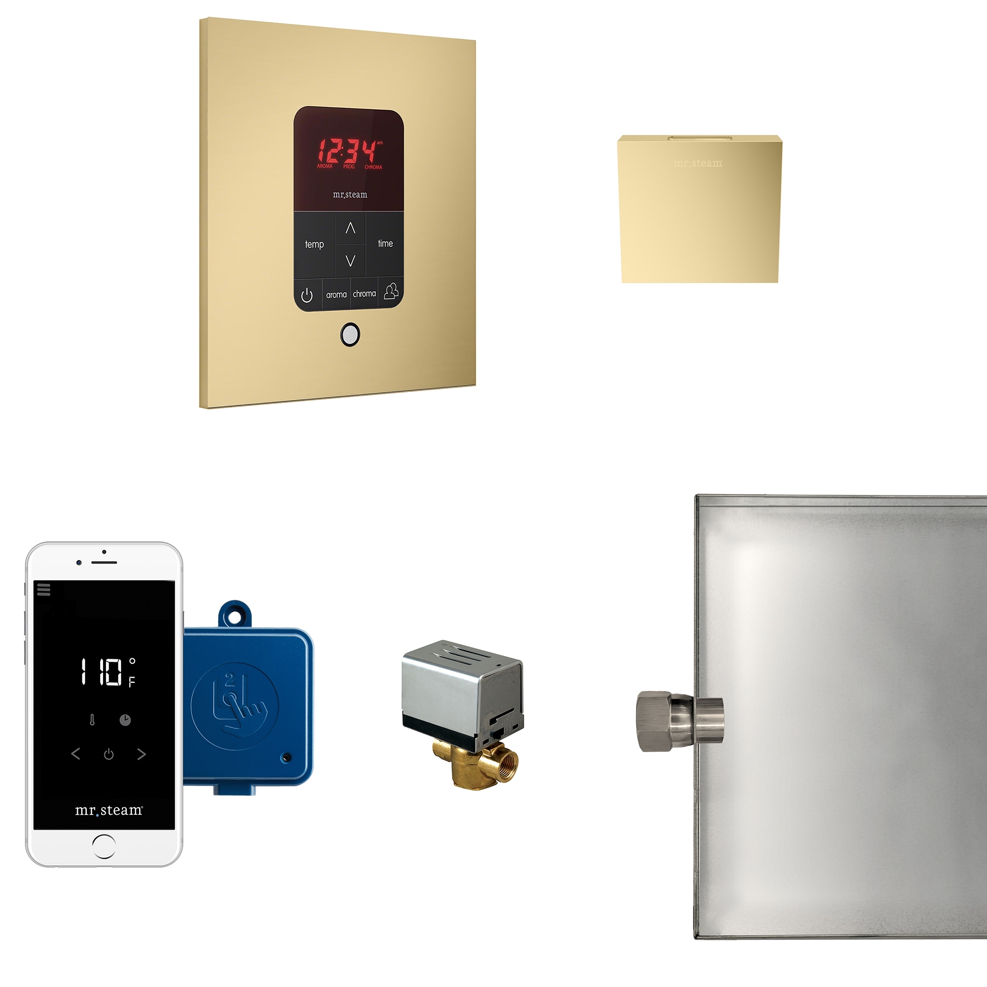 Mr. Steam MSBUTLER1SQ-SB 120-Watts Satin Brass Steam generator control kit