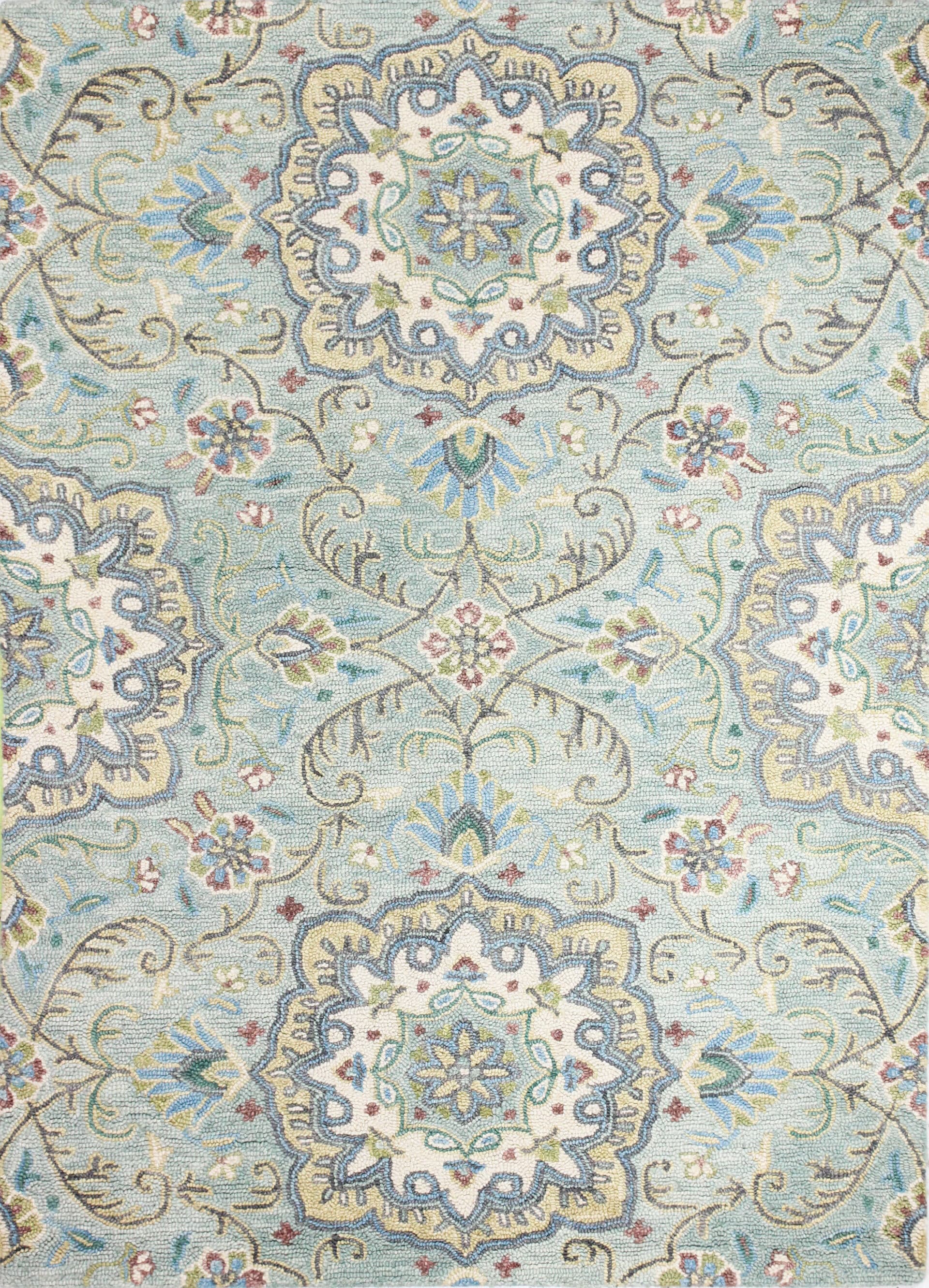 Bashian 649652303581 8 x 10 (ft) Tufted Wool Lt.Green Rectangular Indoor Geometric Persian Area rug
