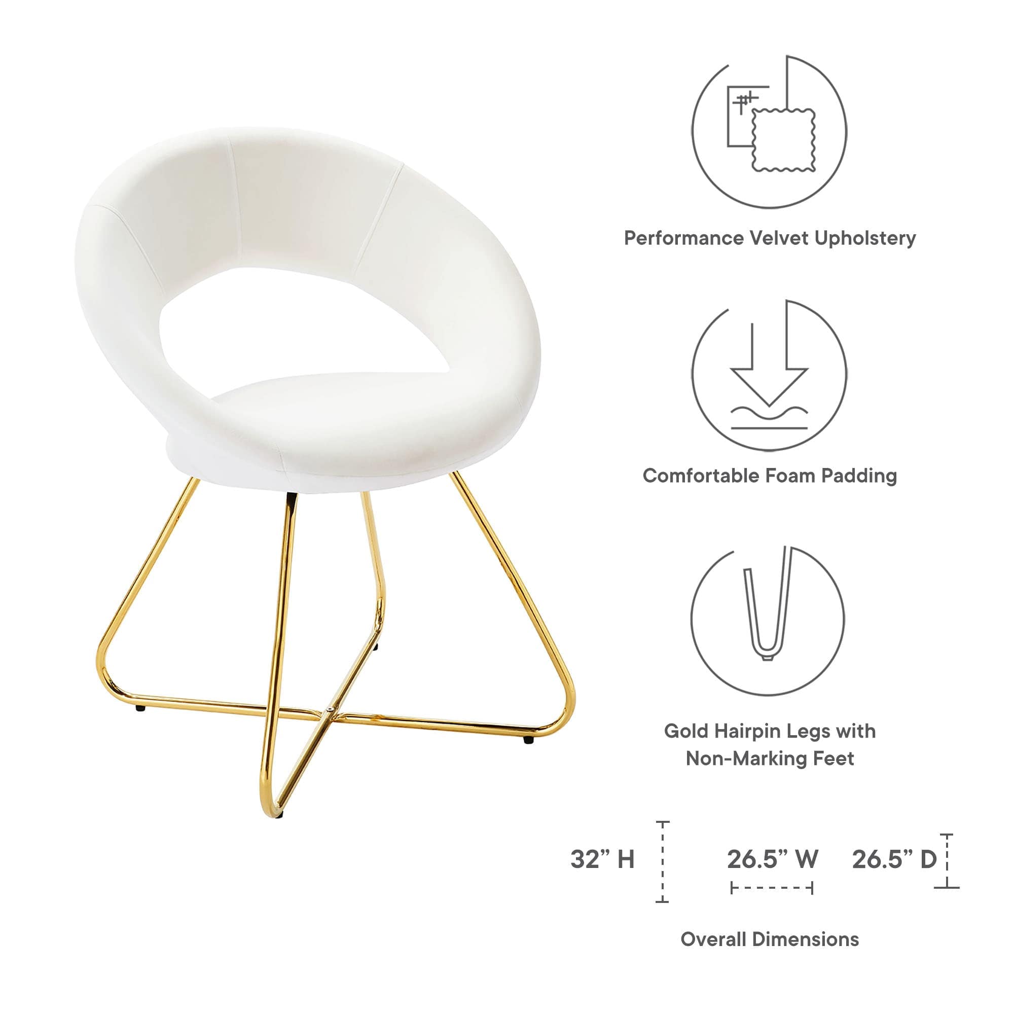 Modway EEI-4681-GLD-WHI Dining-Chairs - View #2
