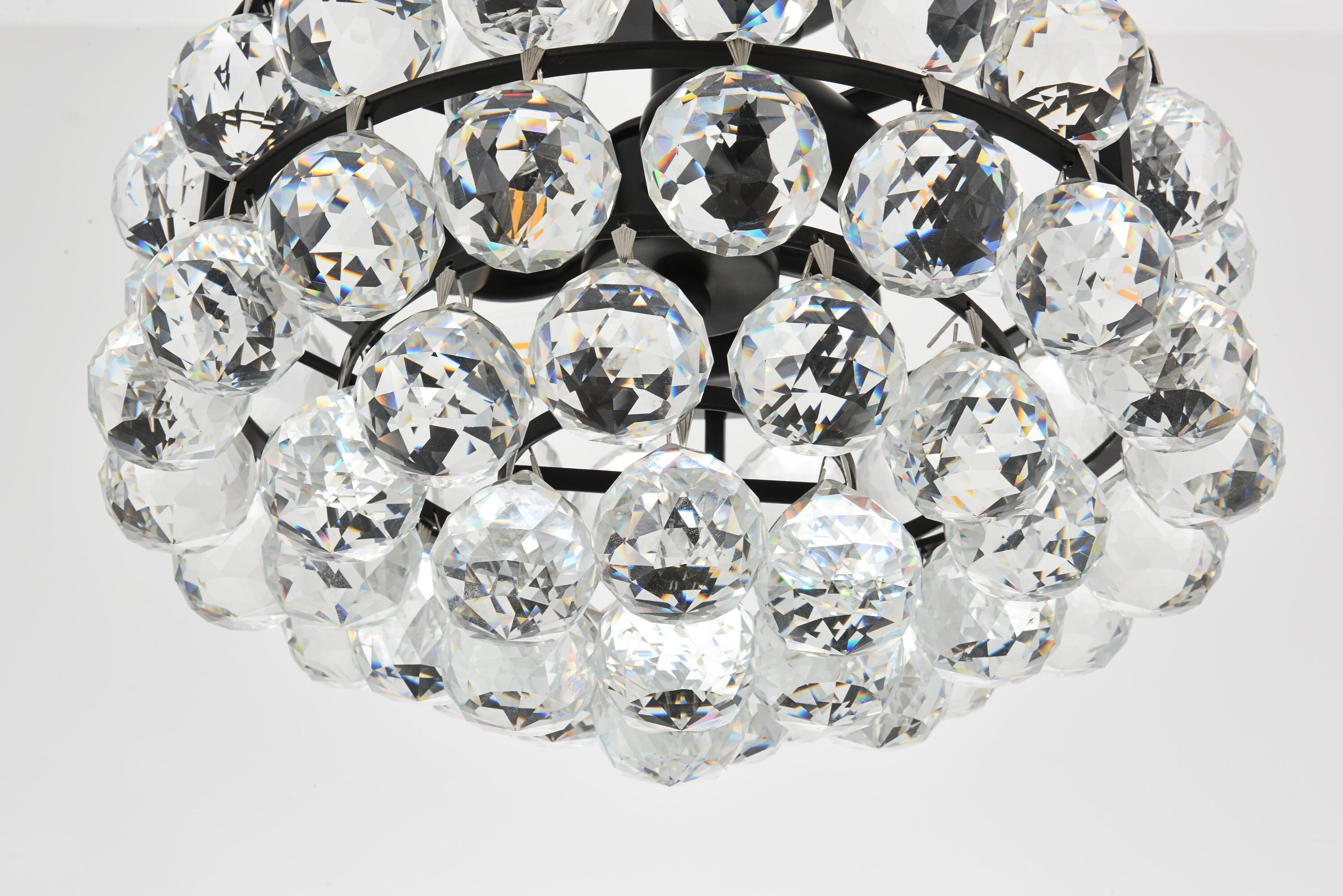 Savannah 12" Black Iron and Crystal Flush Mount
