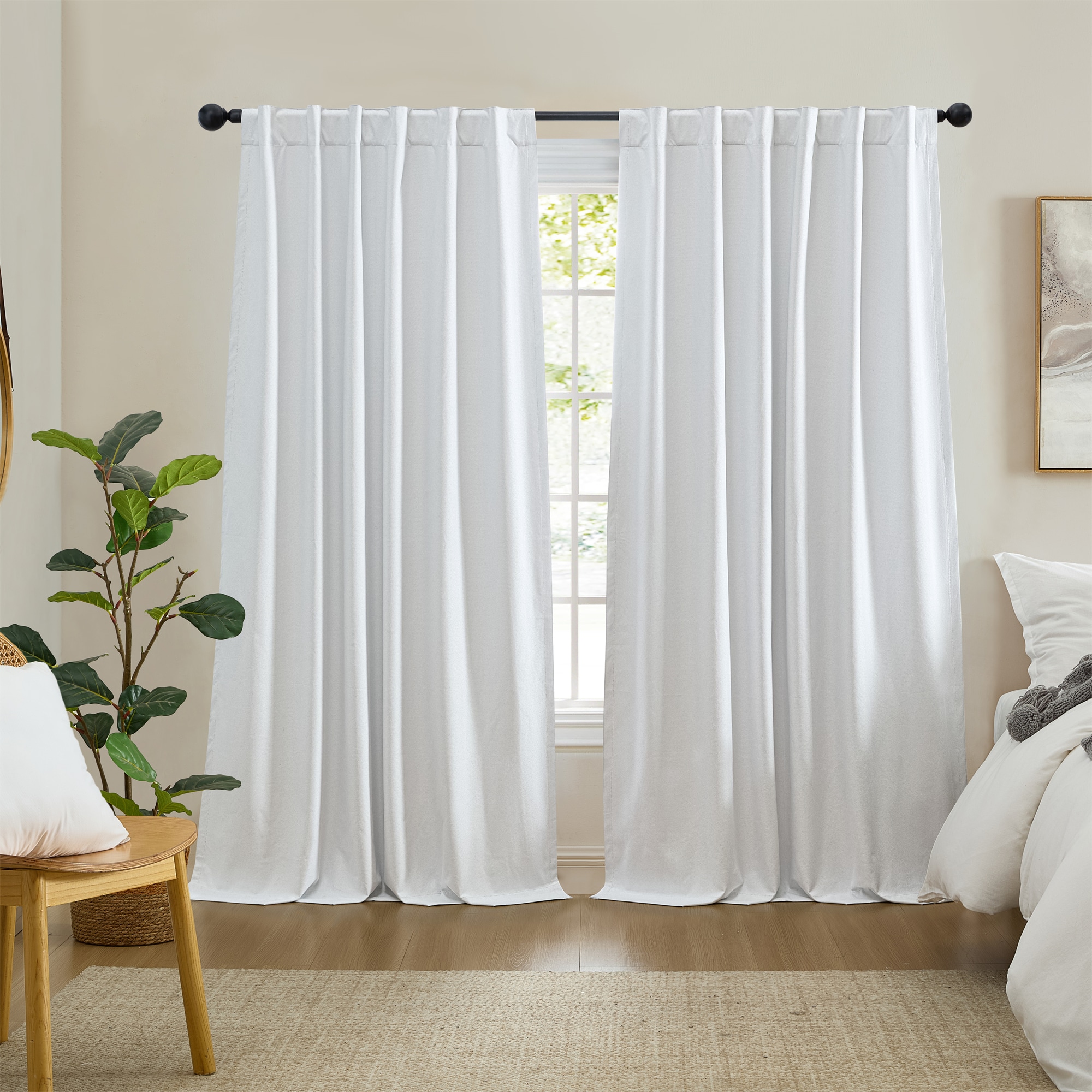 Elrene Home Fashions 194590336646 95-Inches White Blackout Standard lined Back tab/Pinch pleat/Rod pocket Single curtain panel