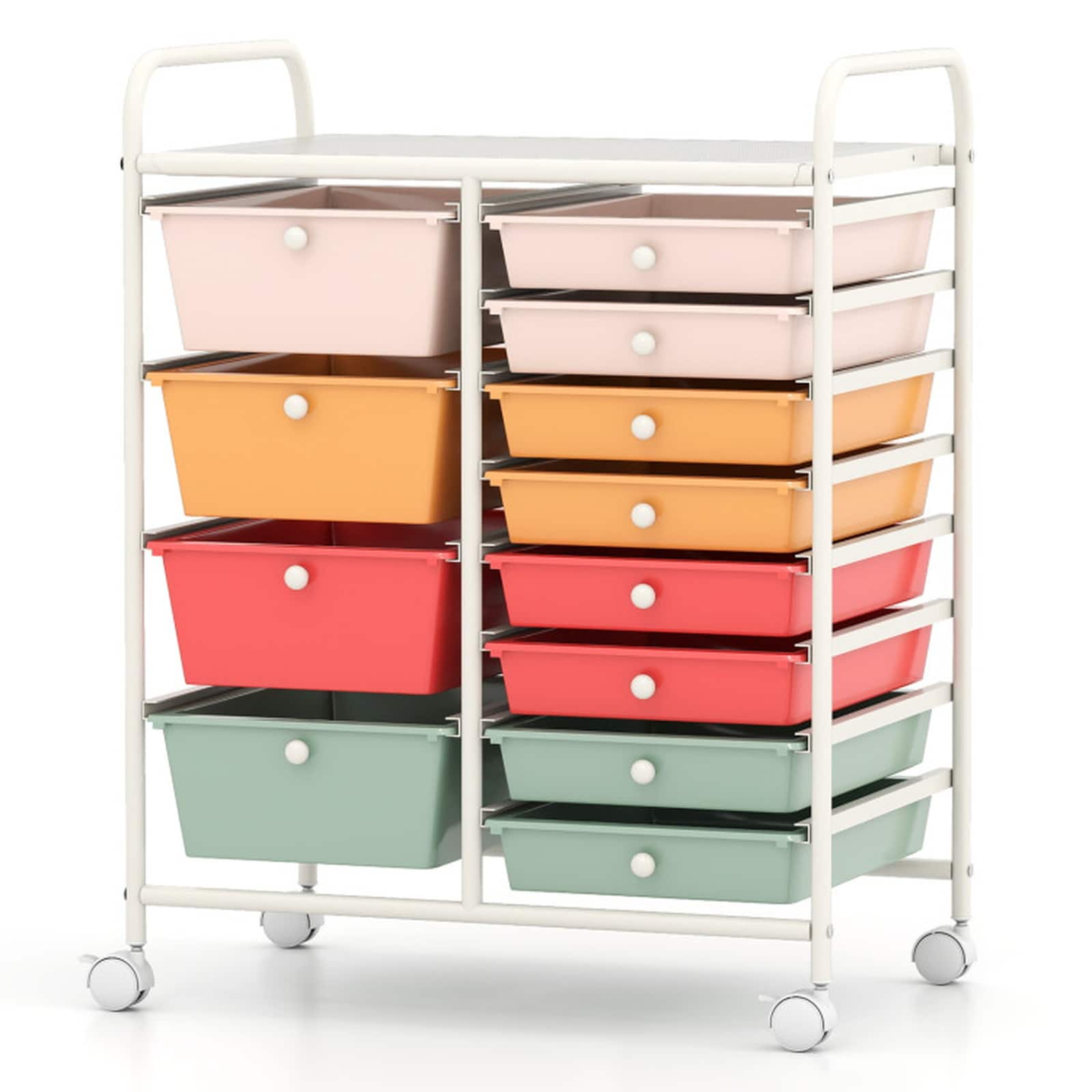 SUGIFT 12-Drawer Utility Rolling Cart with Drawers Multi-Use Storage-Macaron #LW102SUGHY3239