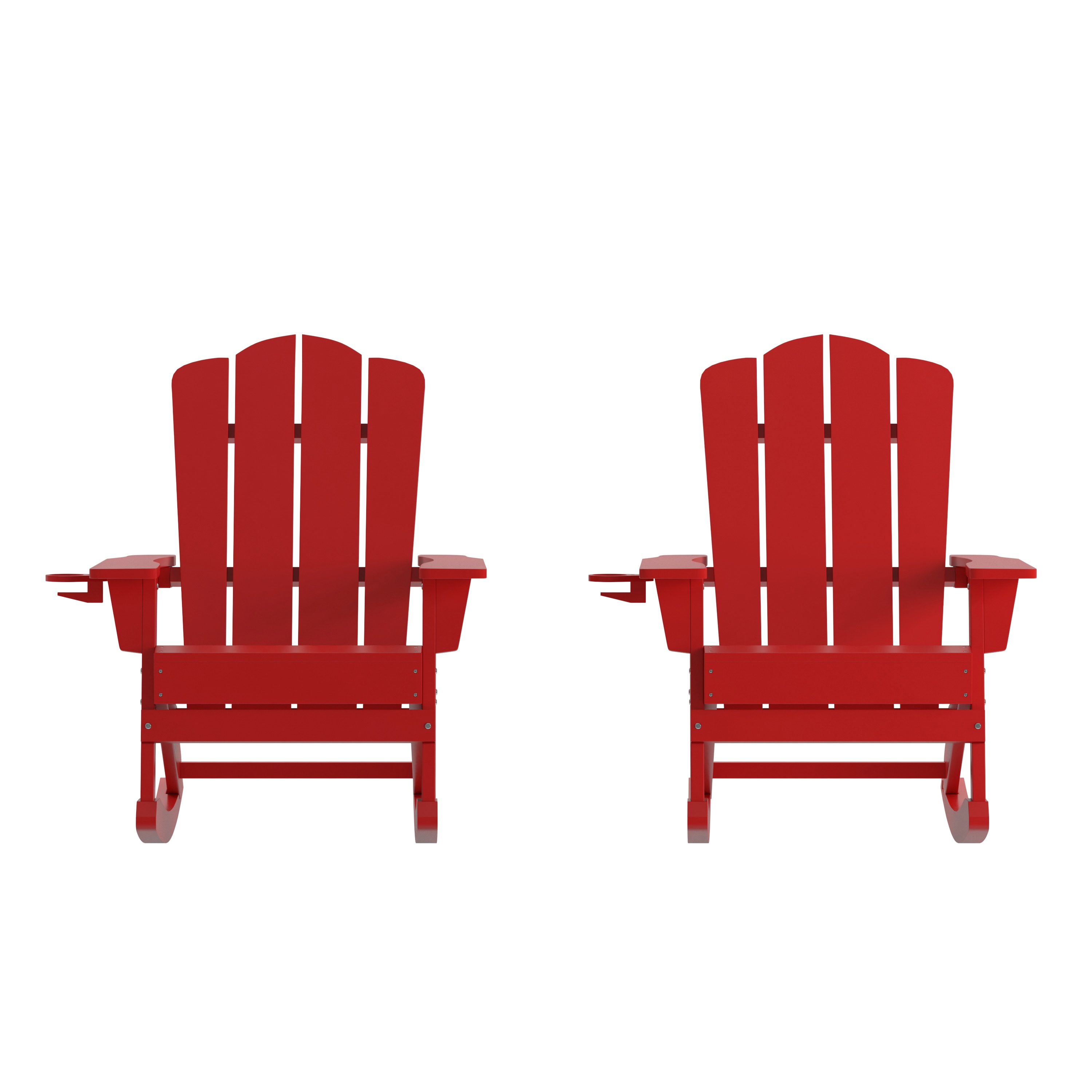 Flash Furniture 196861019074 Newport Set of 2 Red Polyethylene Frame Rocking Chair with Slat Seat