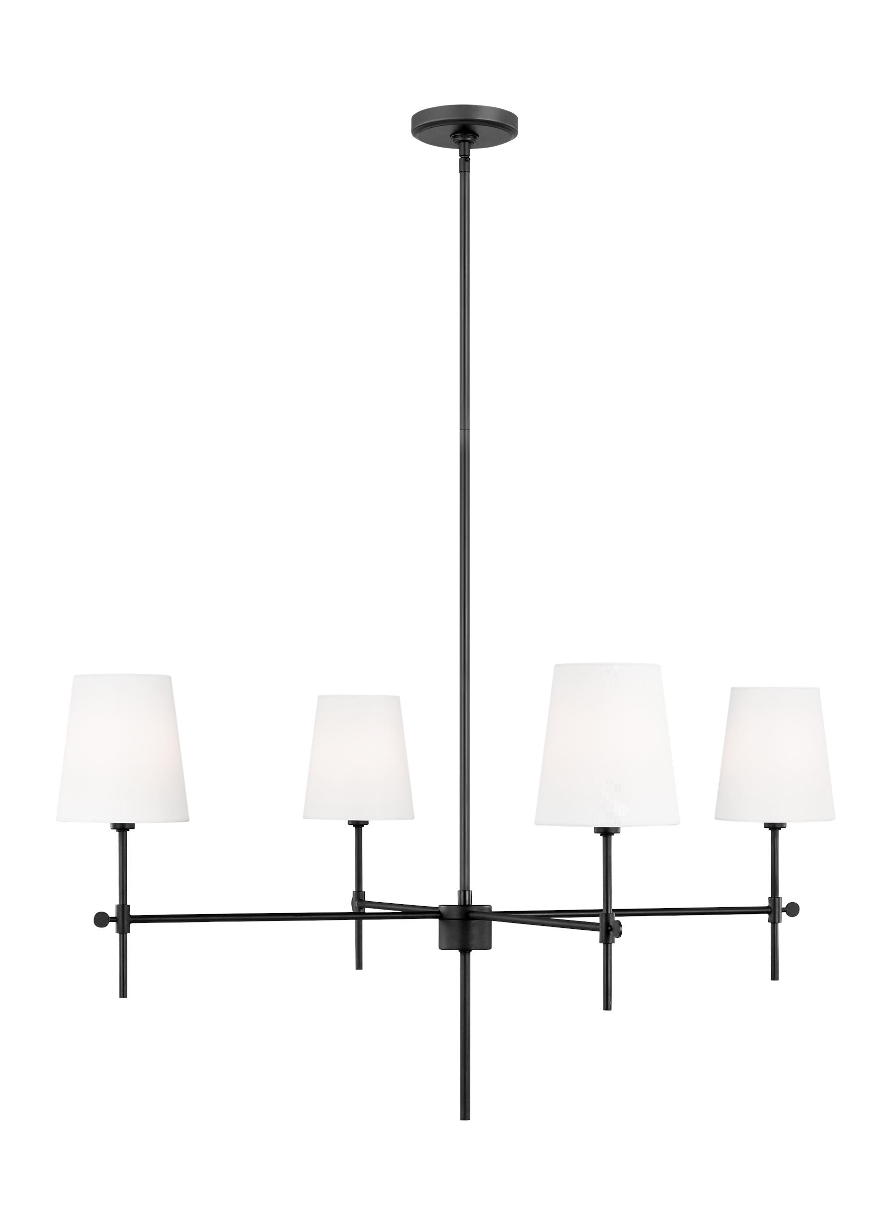 Generation Lighting 3287204EN-112 Baker 4 -Light Black Transitional For Use in Bedrooms, Dining Rooms, Foyers, Kitchens, Living Rooms Chandelier