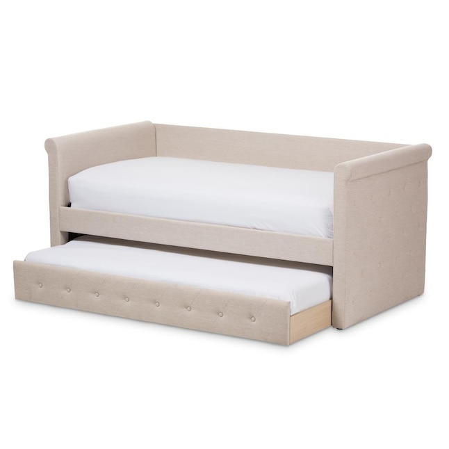 Baxton Studio Alena Beige Contemporary/Modern Polyester Twin Sofa Bed ...