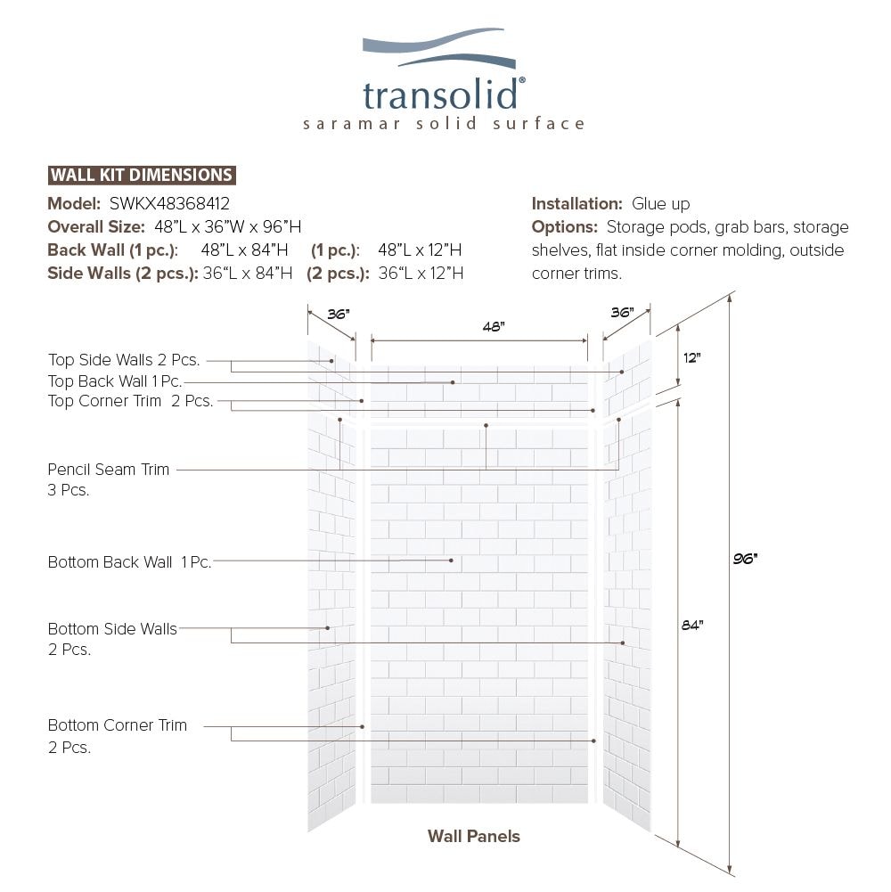 Transolid SWKX48368412-21 Shower-Wall-Surrounds - View #5