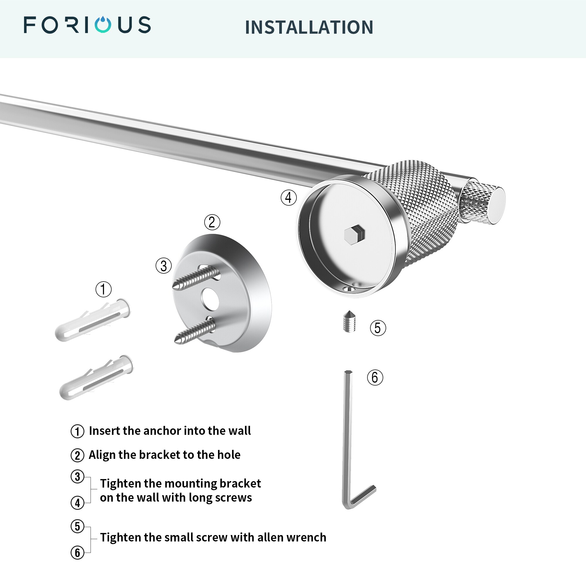 FORIOUS LL19011CH4A Decorative-Bath-Hardware-Kits - View #15