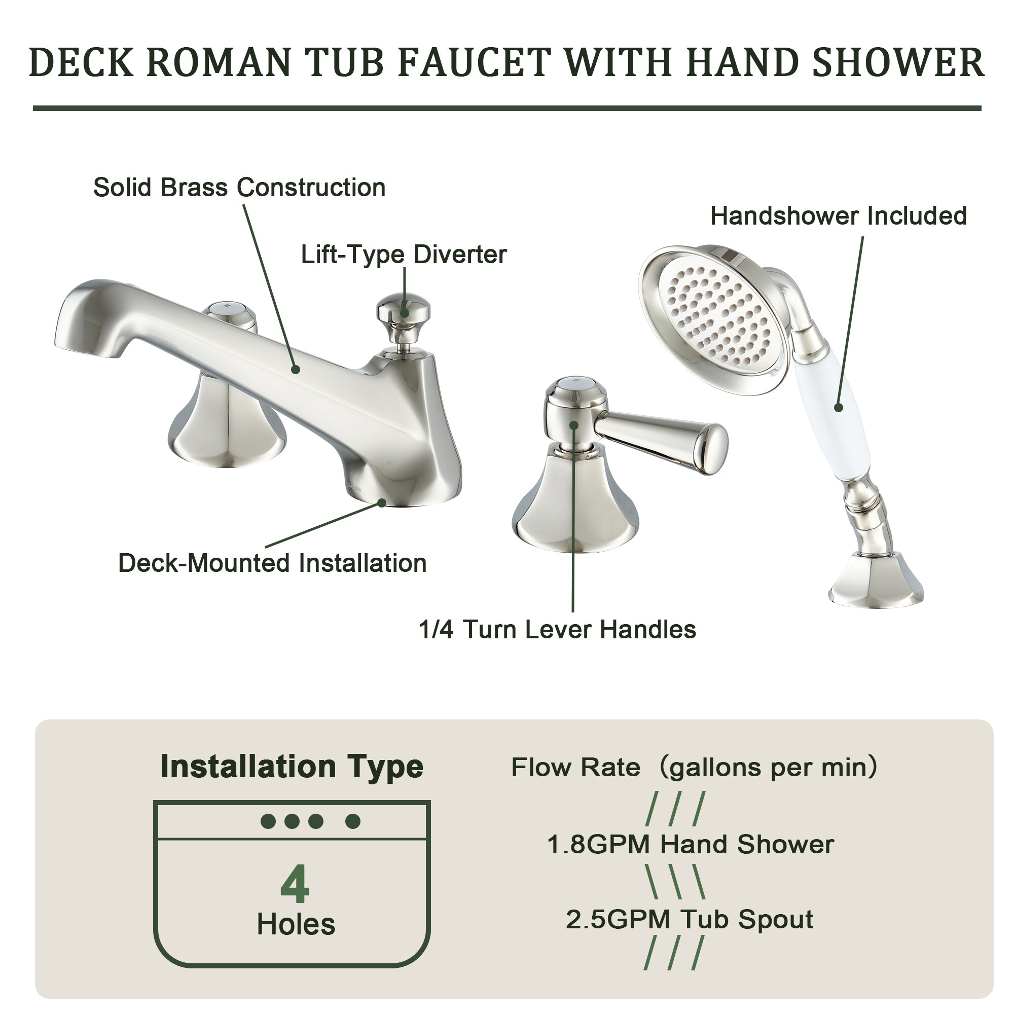 CASAINC BR02003DMPN Roman-Tub-Faucets - View #7