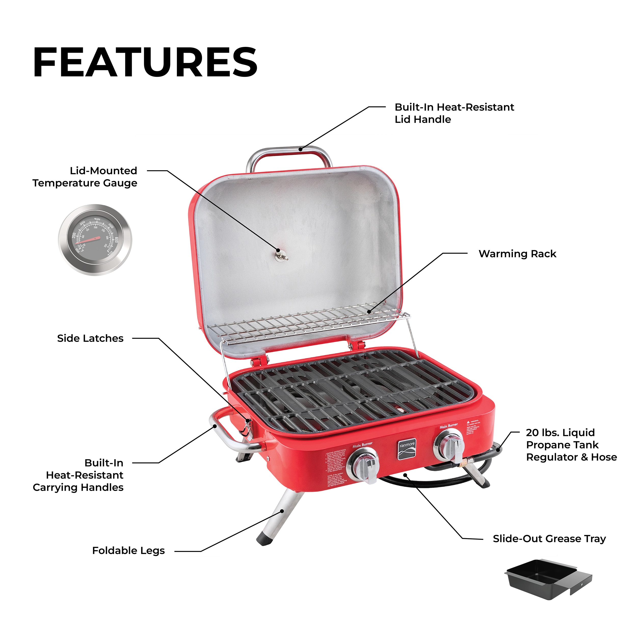 Kenmore KT-R40003-RD Tabletop-Grills - View #3