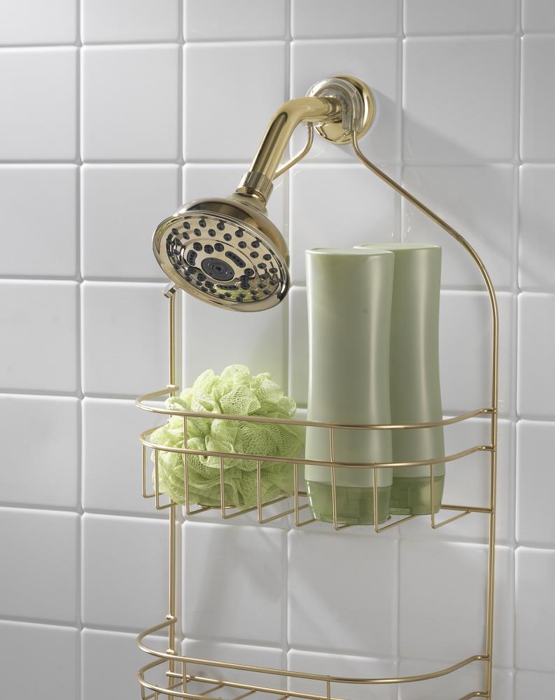 Luxury Brushed Brass Bathroom Shelf Hotel Gold Shower Caddy