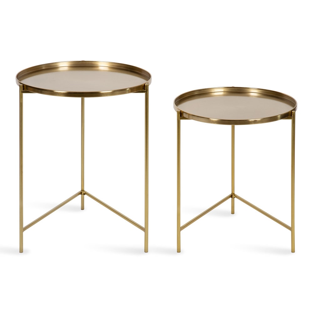 Ulani Round Gold Metal Nesting Accent Table Set