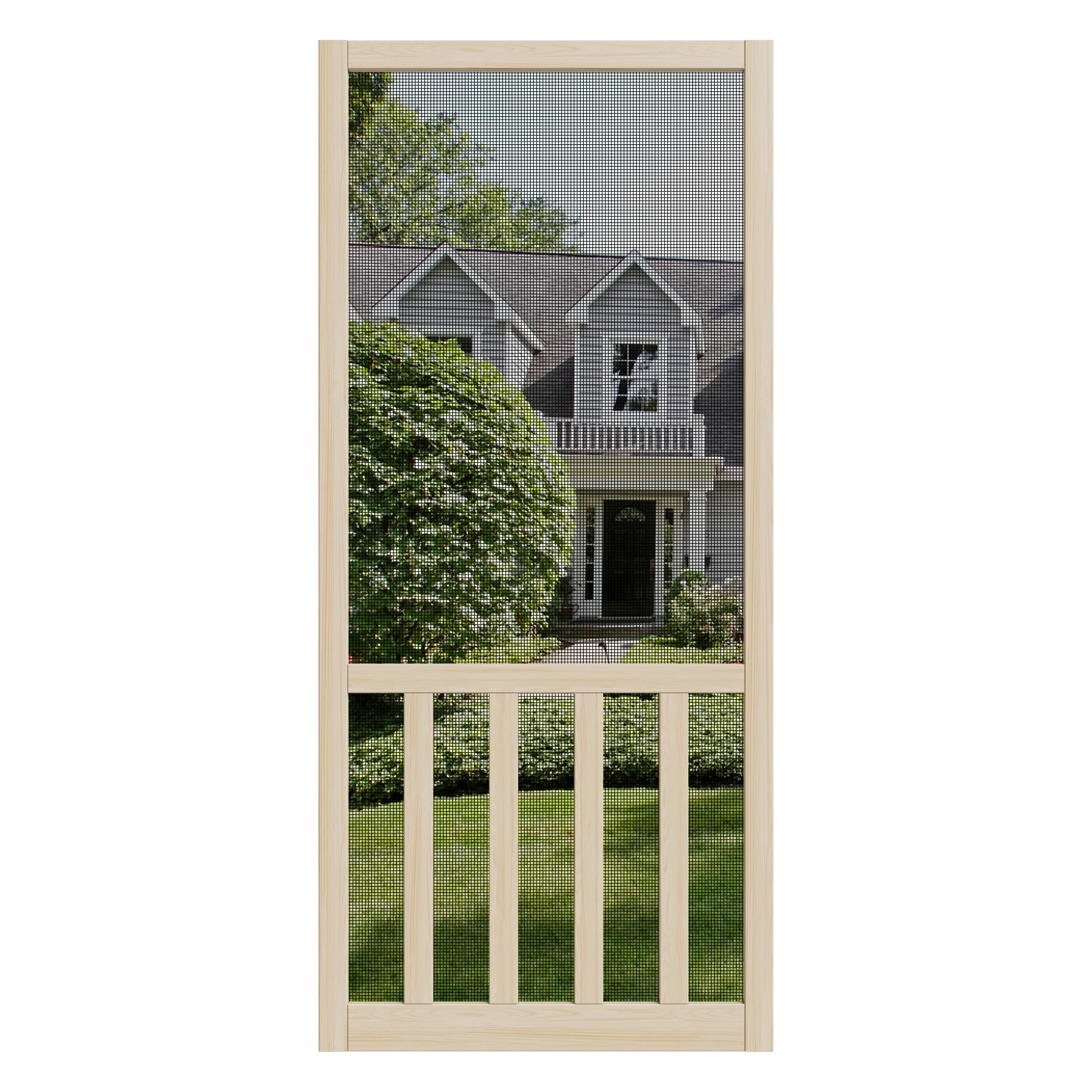 JUJUBON EX-SDPN-R-5L-SC-36 screen door 36-in x 80-in pine Wood Hinged Single Screen door