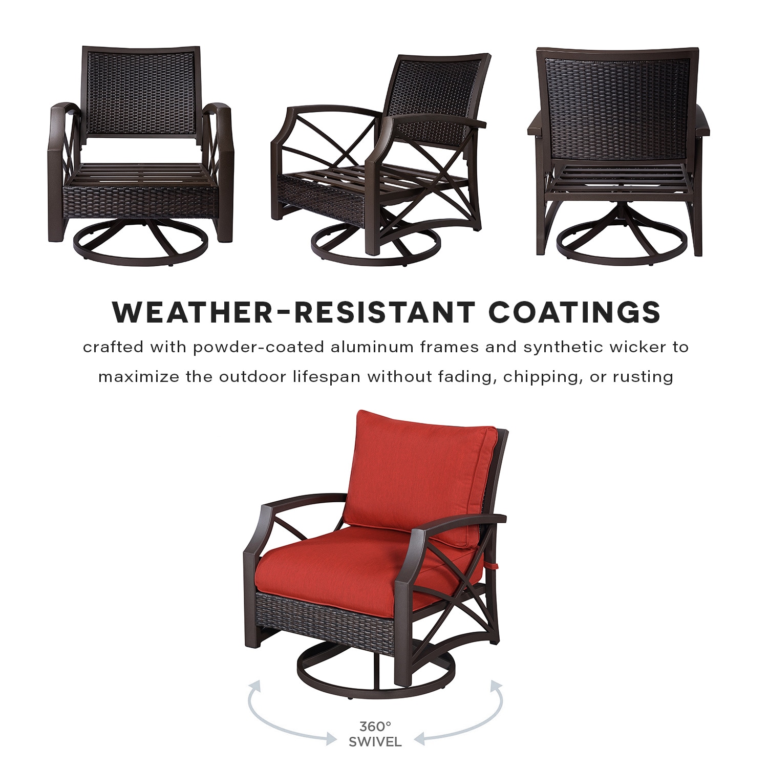 Kinger Home FP-005TBRN-SET-RED Patio-Conversation-Sets - View #5