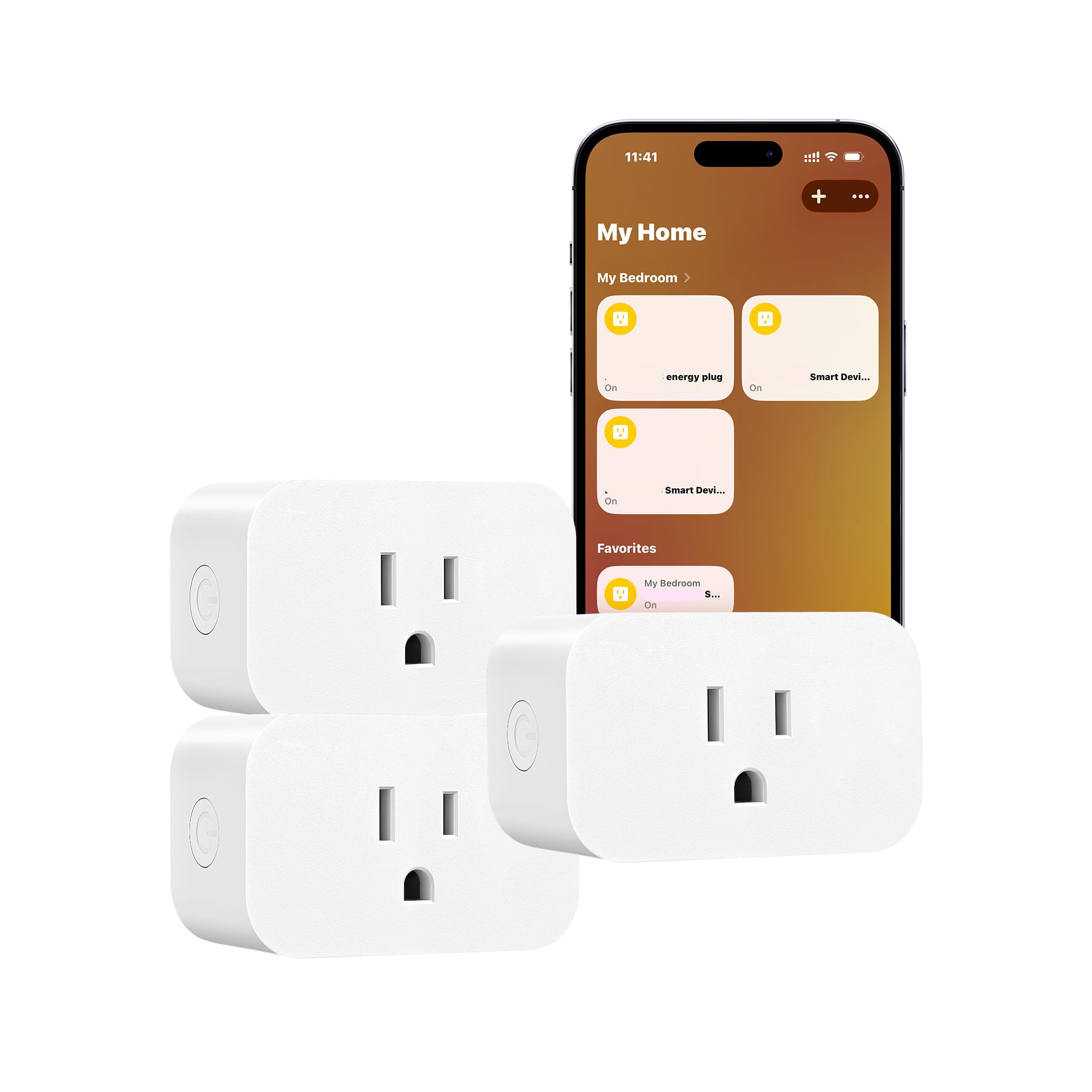 Misopily Matter Certified Smart Plug 3 Pack Works with Apple Home Alexa Google SmartThings 15A 1800W WiFi Outlet App Voice Control Schedule Timer #LMS0408P31
