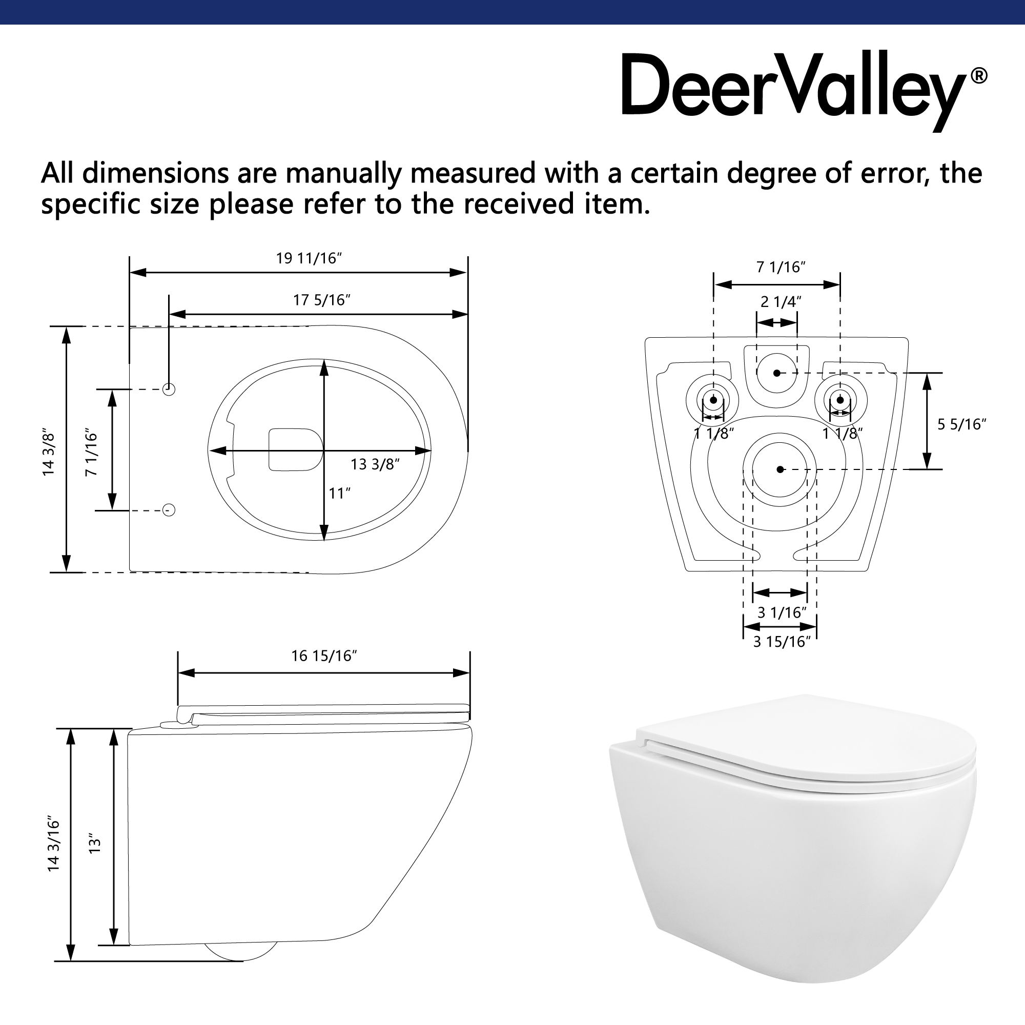 White Ceramic Elongated Wall Mounted Dual Flush Toilet