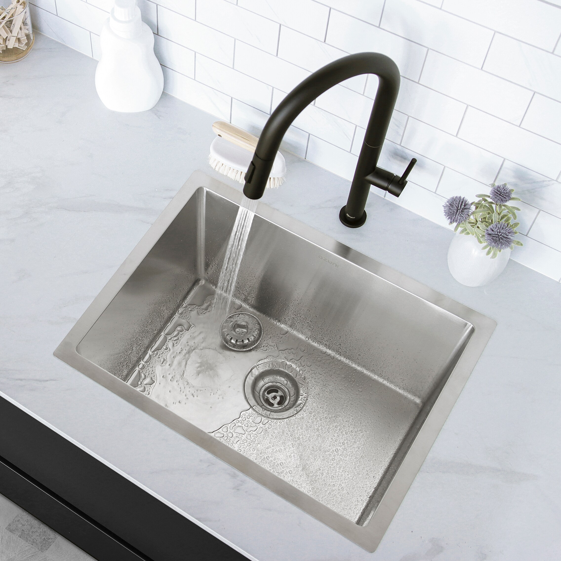 Azuni 22" Stainless Steel Single Bowl Laundry Sink with Dual Mount Installation
