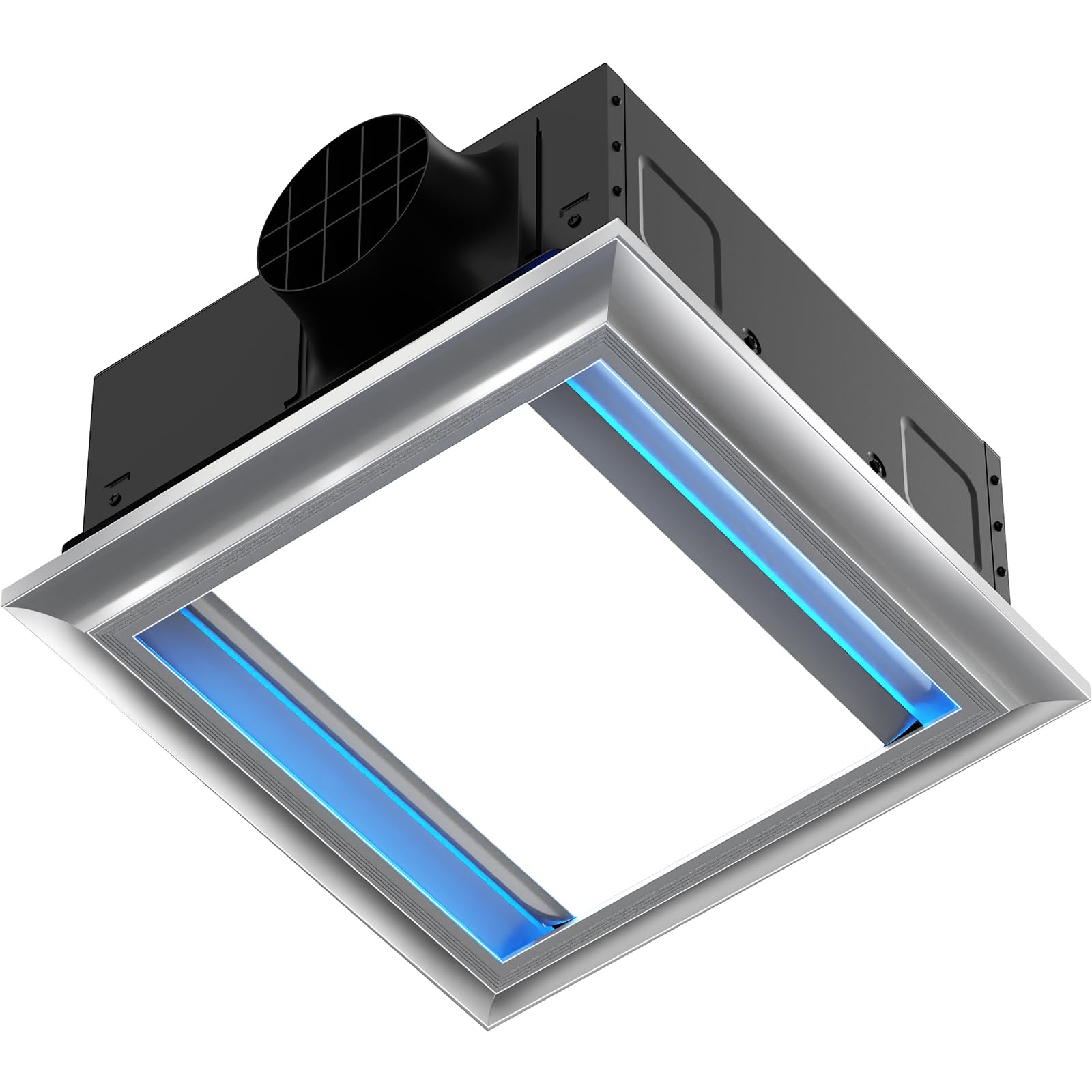 Phyfalip  12 Inch Ultra Quiet Bathroom Exhaust Fan with Light 160 CFM 1 Sone Aluminum Ceiling Ventilation Fan 10x10 Mount 1500LM LED Blue