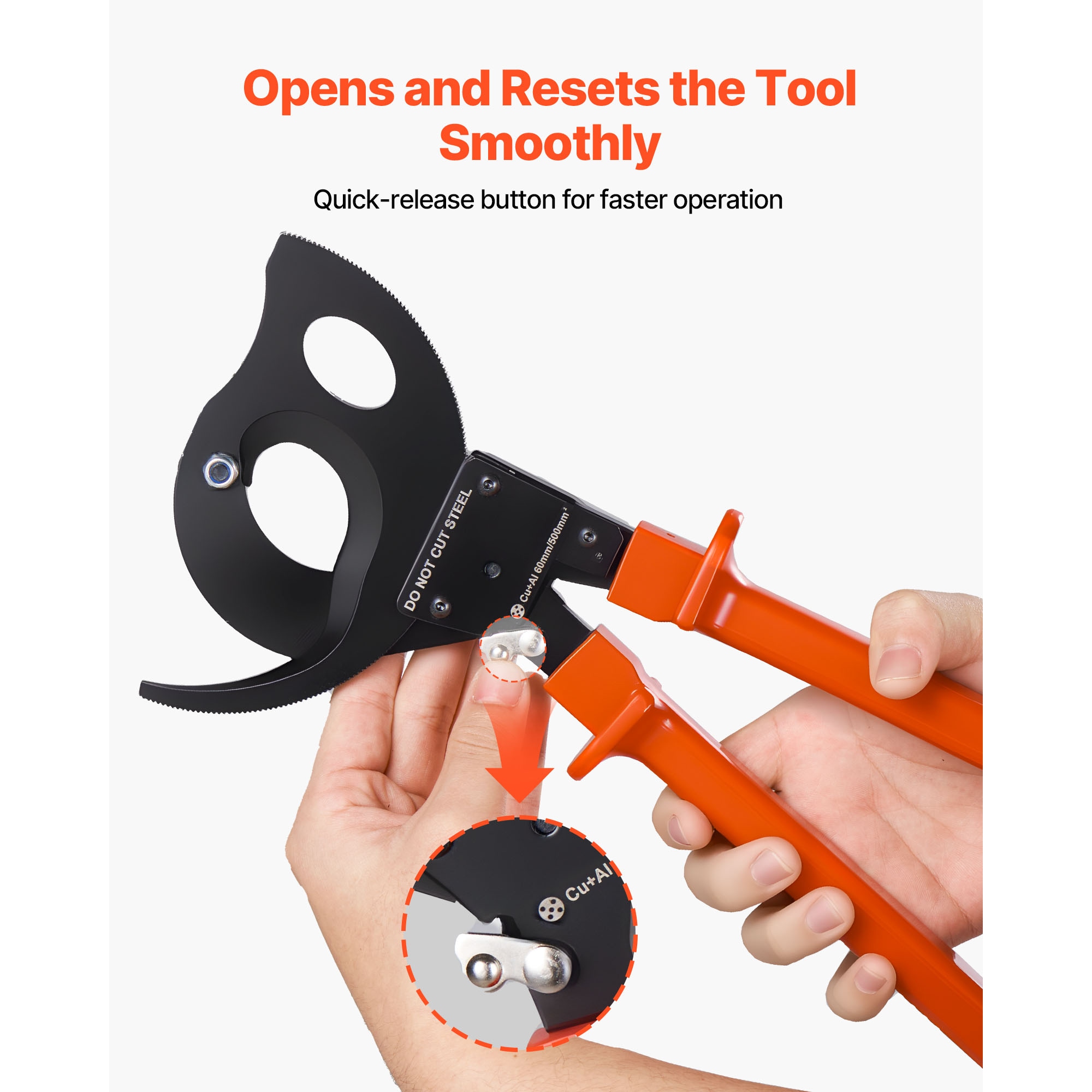 VEVOR Ratcheting Cable Cutter Spring Steel Blades with PVC-Coated ...