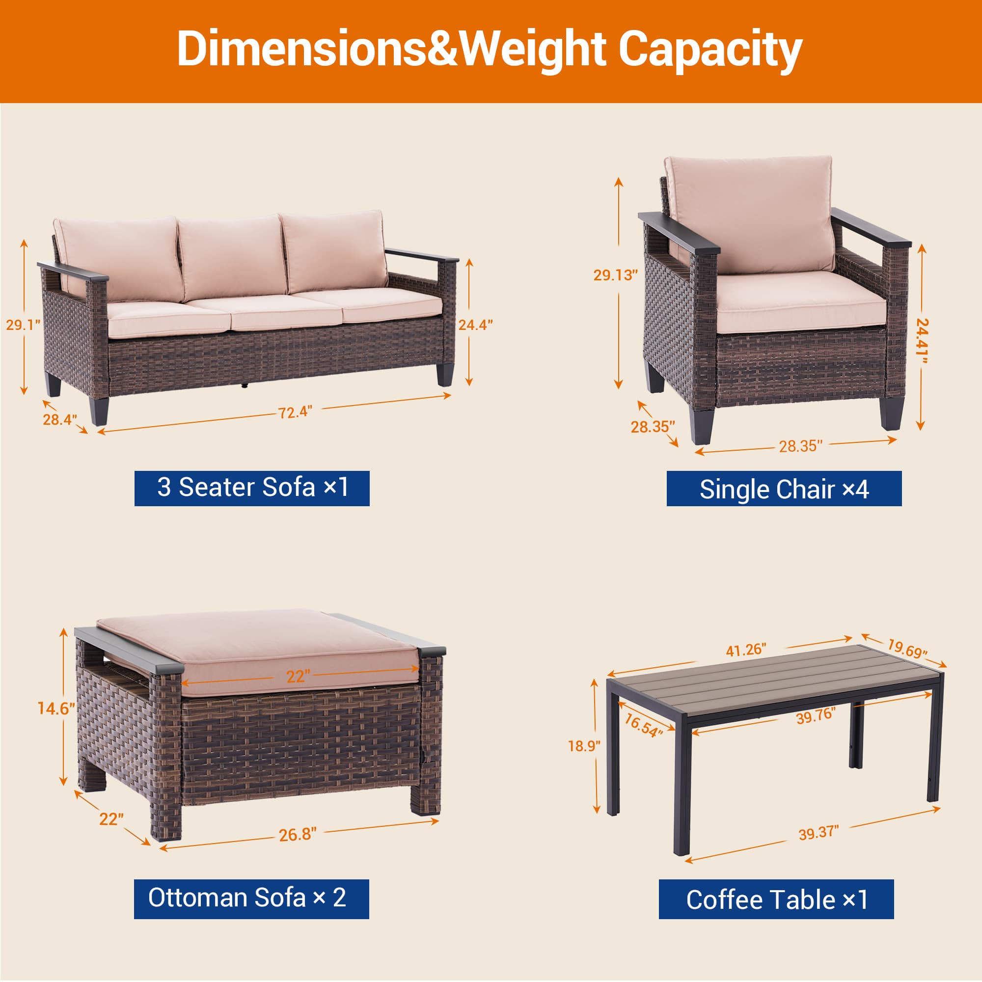 Aok Garden LWP-PS-126BSD-S2T6 Patio-Conversation-Sets - View #2