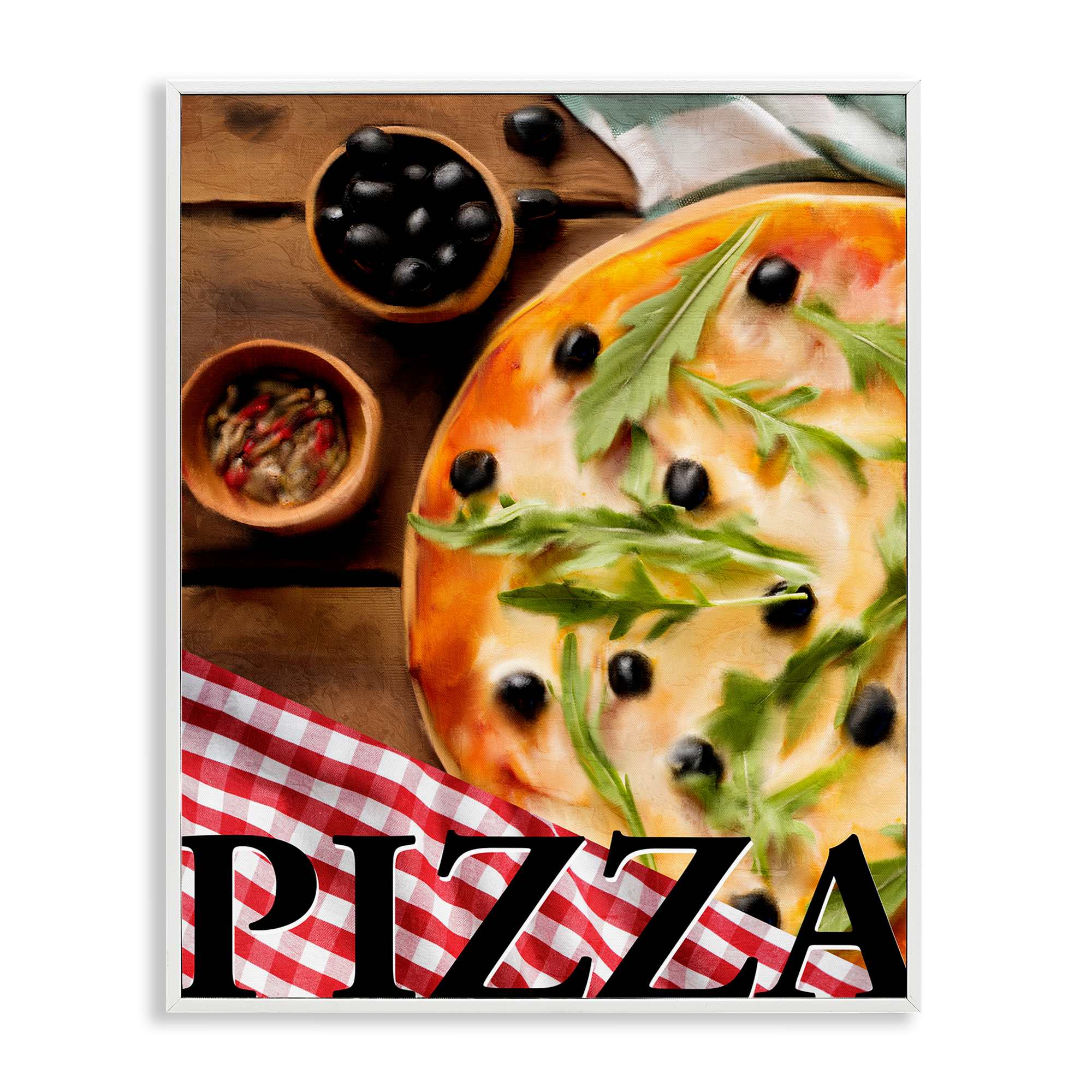 Stupell Industries BS-454-WFR-16X20 Flavorful Traditional Pizza White Framed Giclee Art By Kim Allen 16 x 20