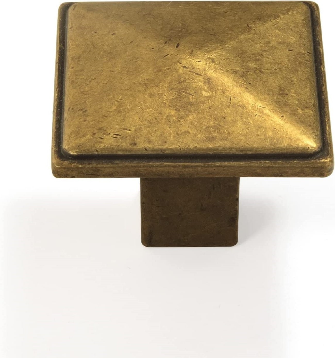 Miaokesen 1587GT-DK 1-3/10-in Antique Brass Square Classic Cabinet Knob 6 -Pack