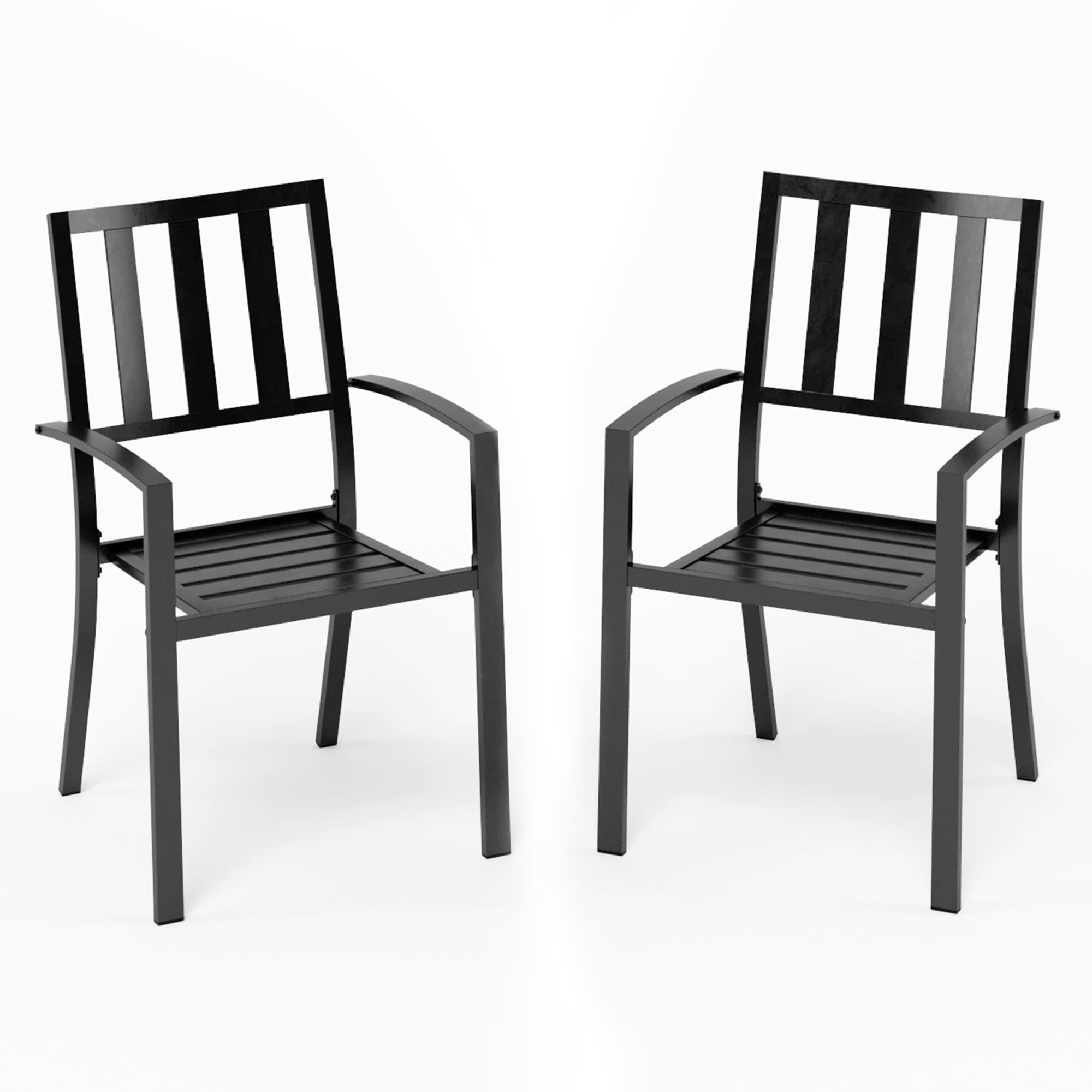  PV-099 Sunshine Valley Set of 2 Stackable Black Steel Frame Stationary Dining Chair with Solid Seat