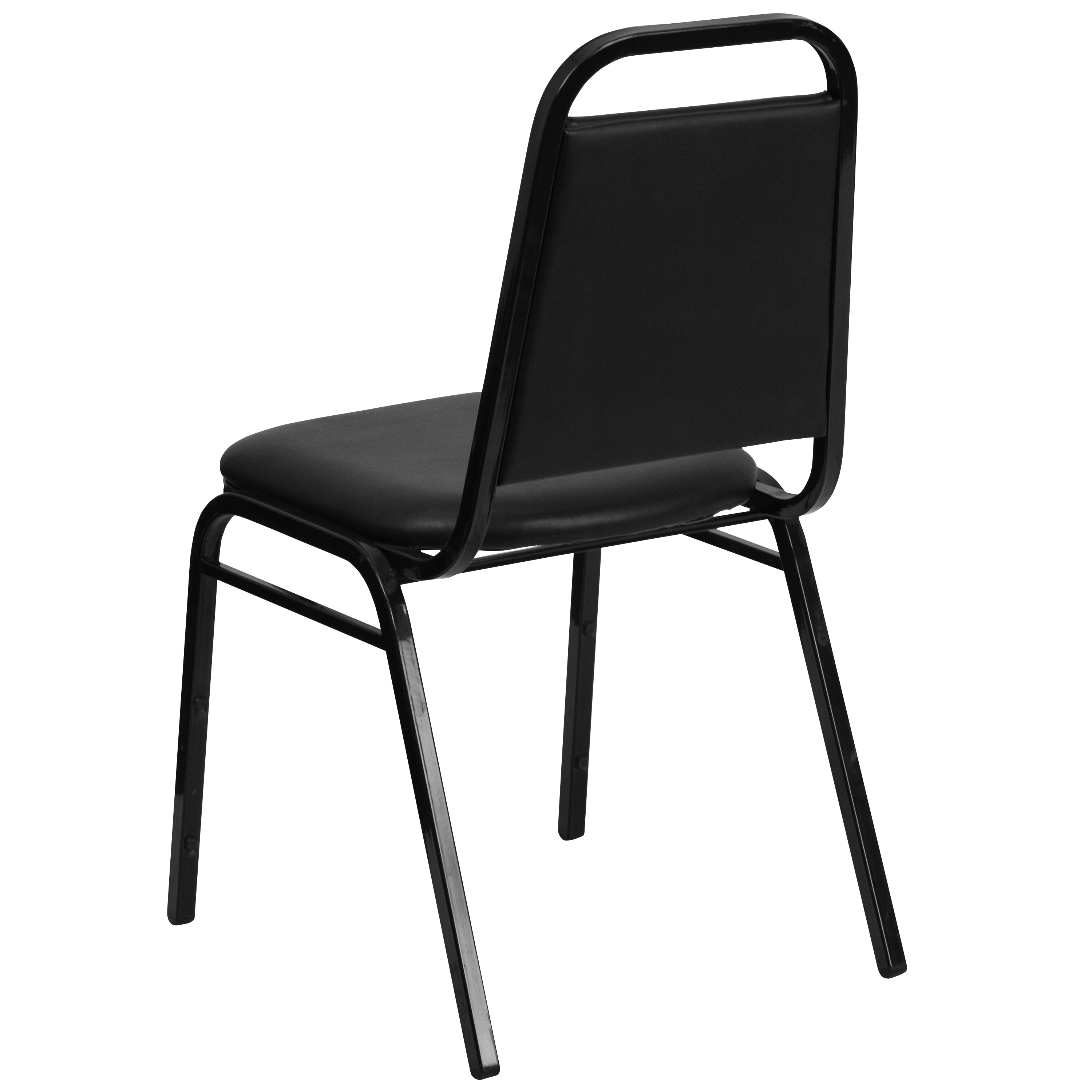 Elegant Black Vinyl Stacking Banquet Chair with Steel Frame