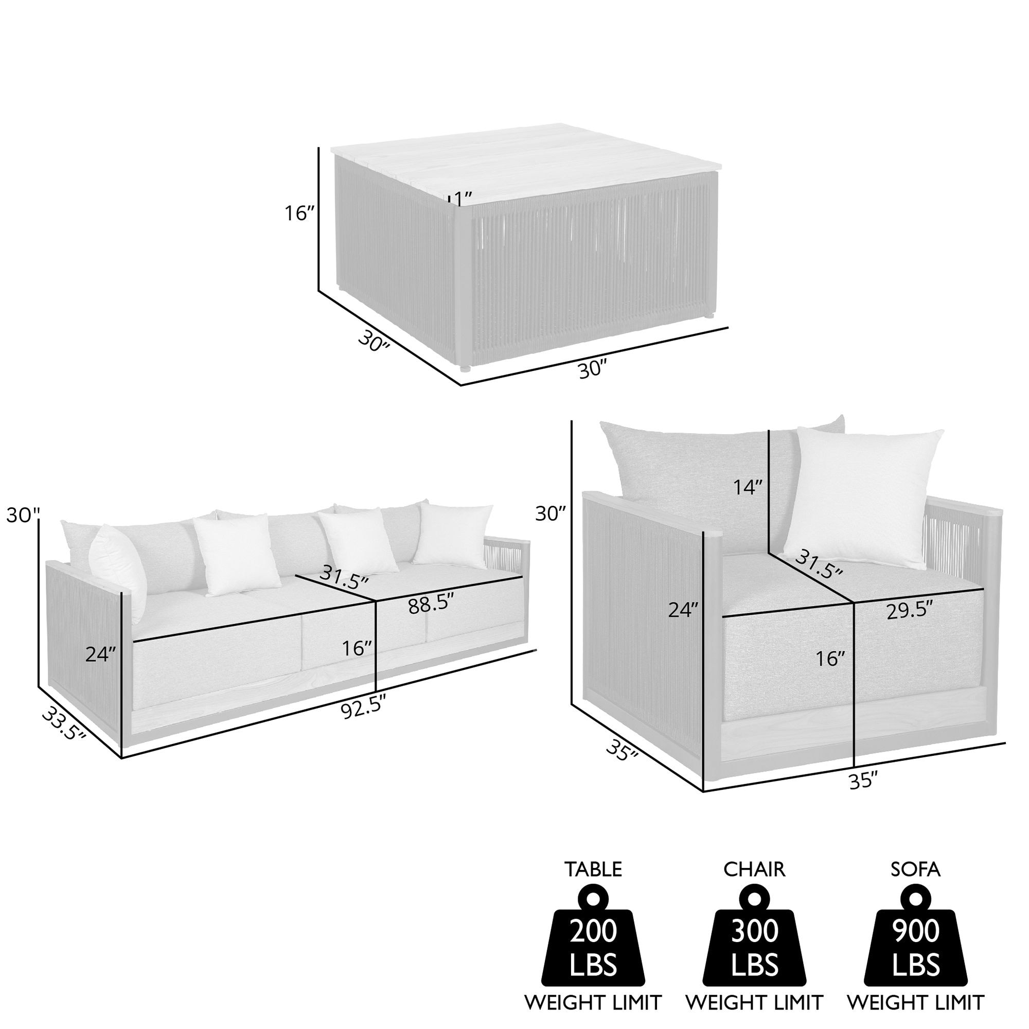Armen Living SETODAR4BLKGRY Patio-Conversation-Sets - View #10