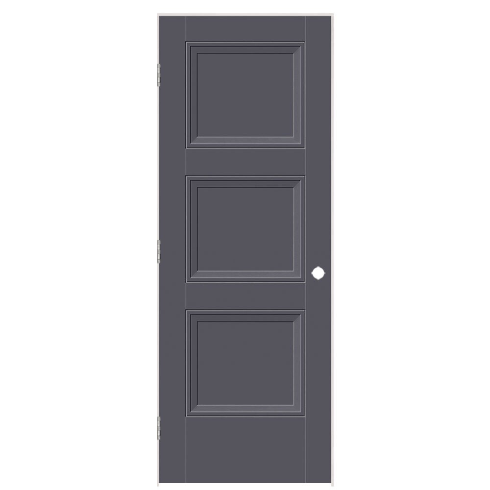Masonite 1573386 30-in x 80-in Slate Solid core 3-panel square Right hand Smooth Prefinished Molded composite Flat Jamb Single Prehung Interior Door
