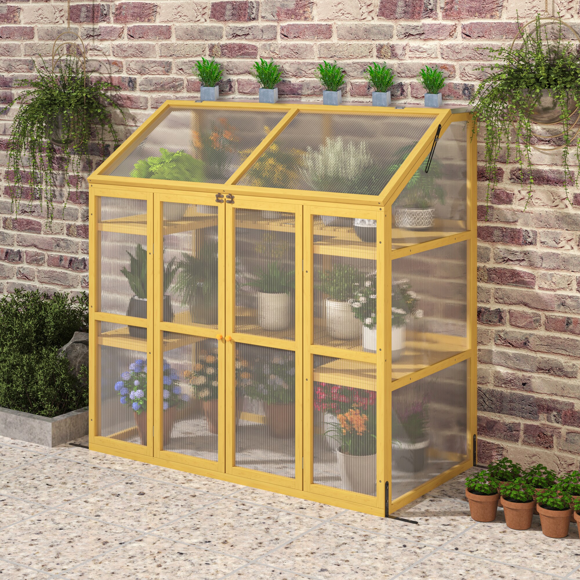 BABOOM BOM-235934-OR Greenhouse 4.4-ft L x 2.3-ft W x 4.5-ft H Brown Greenhouse Kit