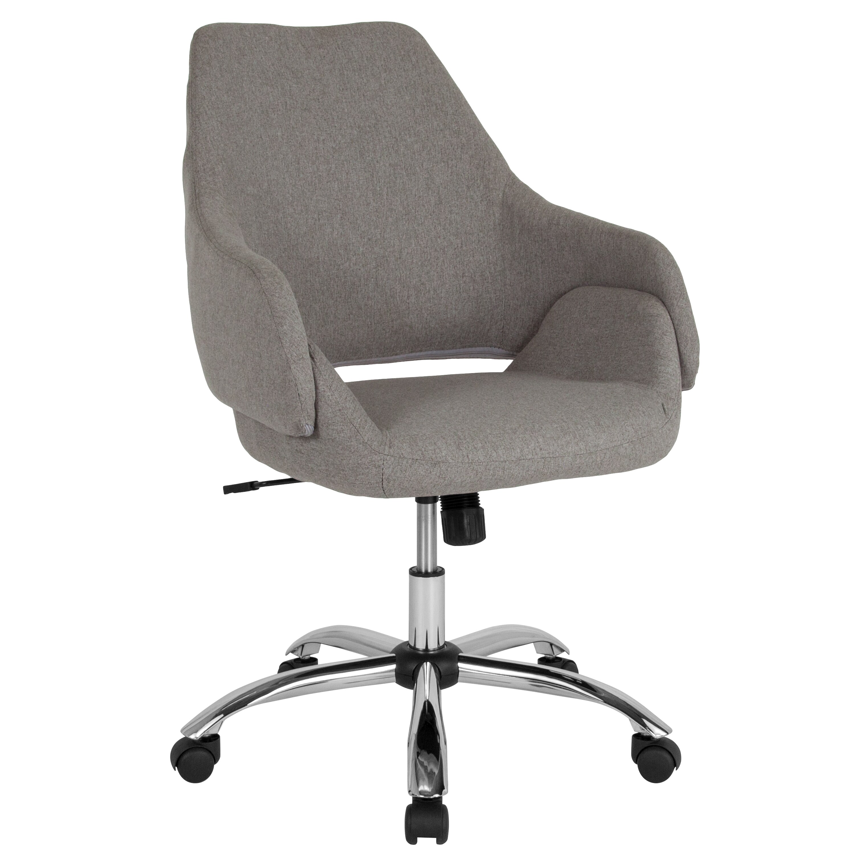 Flash Furniture 889142336426 Madrid Light Gray Fabric Contemporary Adjustable Height Swivel Fabric Executive Chair