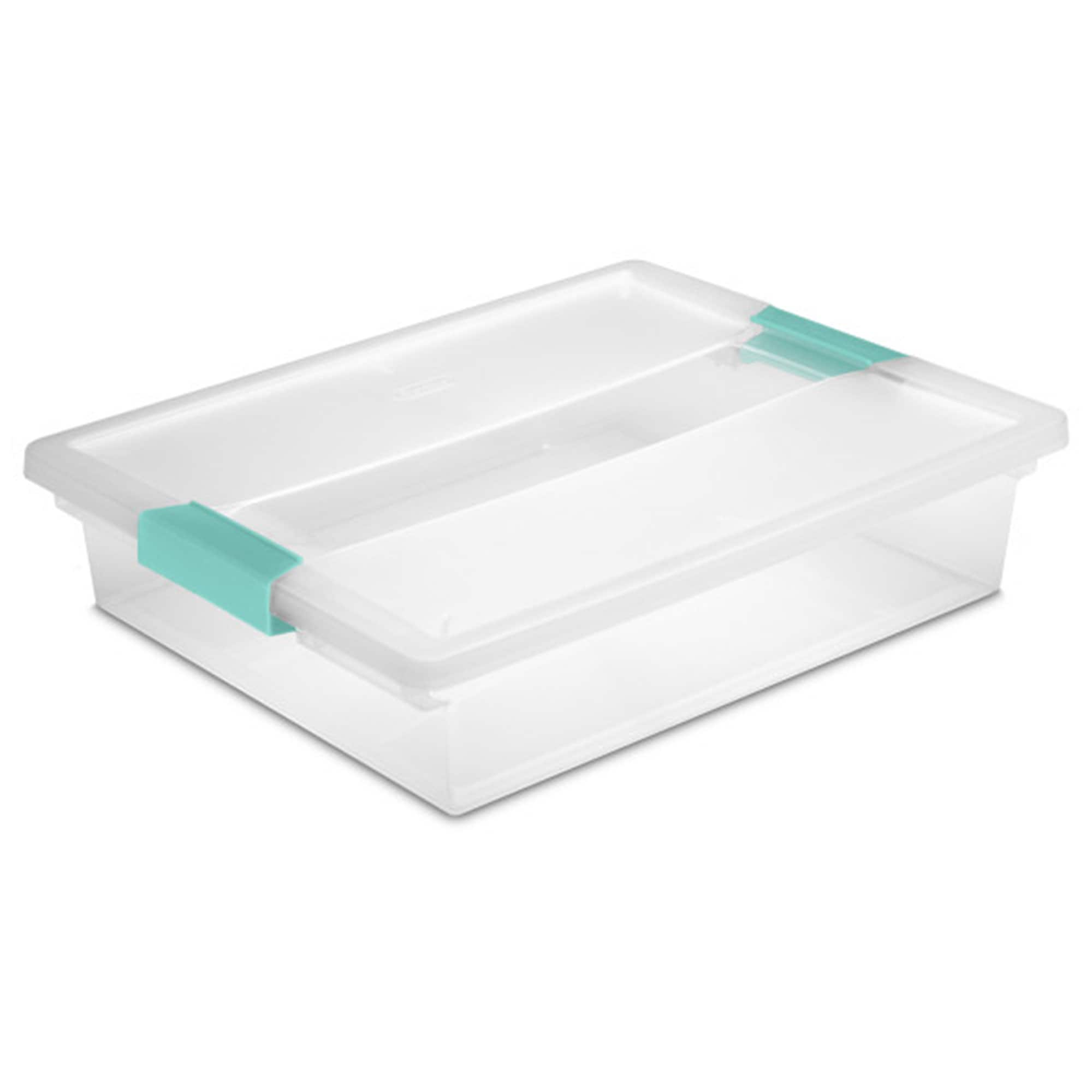 Sterilite 100108 12 -Pack Clip Boxes Large 1.421 -Gallons ( 5.68 -Quarts ) Clear Weatherproof Stackable Tote with Latching Lid