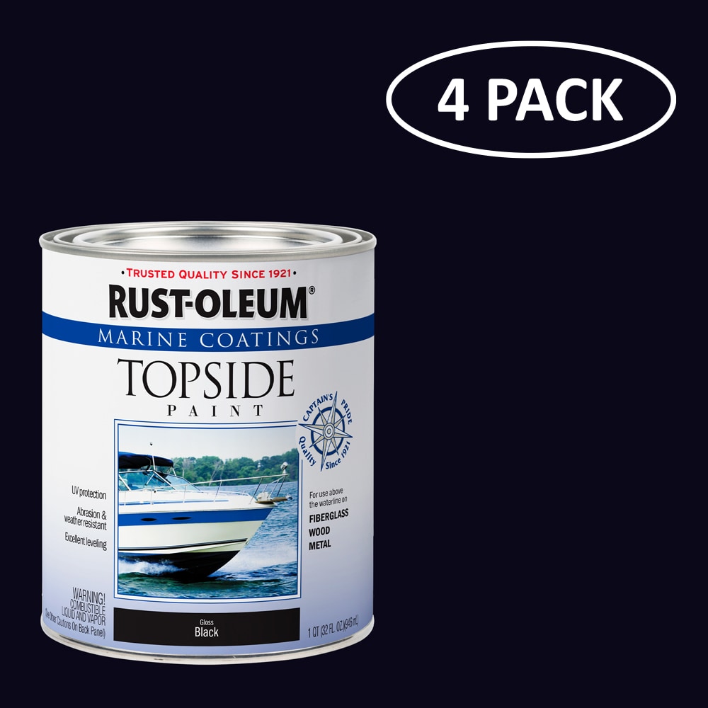 Rust-Oleum 4 -Pack Marine Coatings Topside Paint Gloss Black Oil-based Marine paint ( 1-quart ) #207006SOS