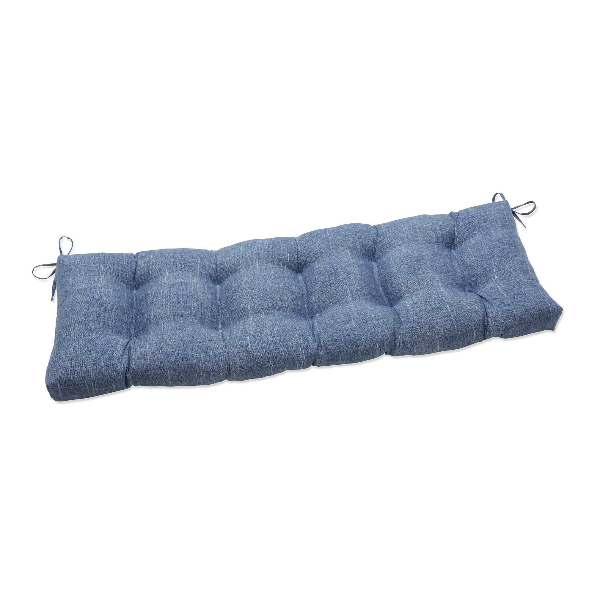 Pillow Perfect 671086 Outdoor/Indoor Tory Denim 60" Blown Bench 18-in x 60-in Blue Patio Bench Cushion