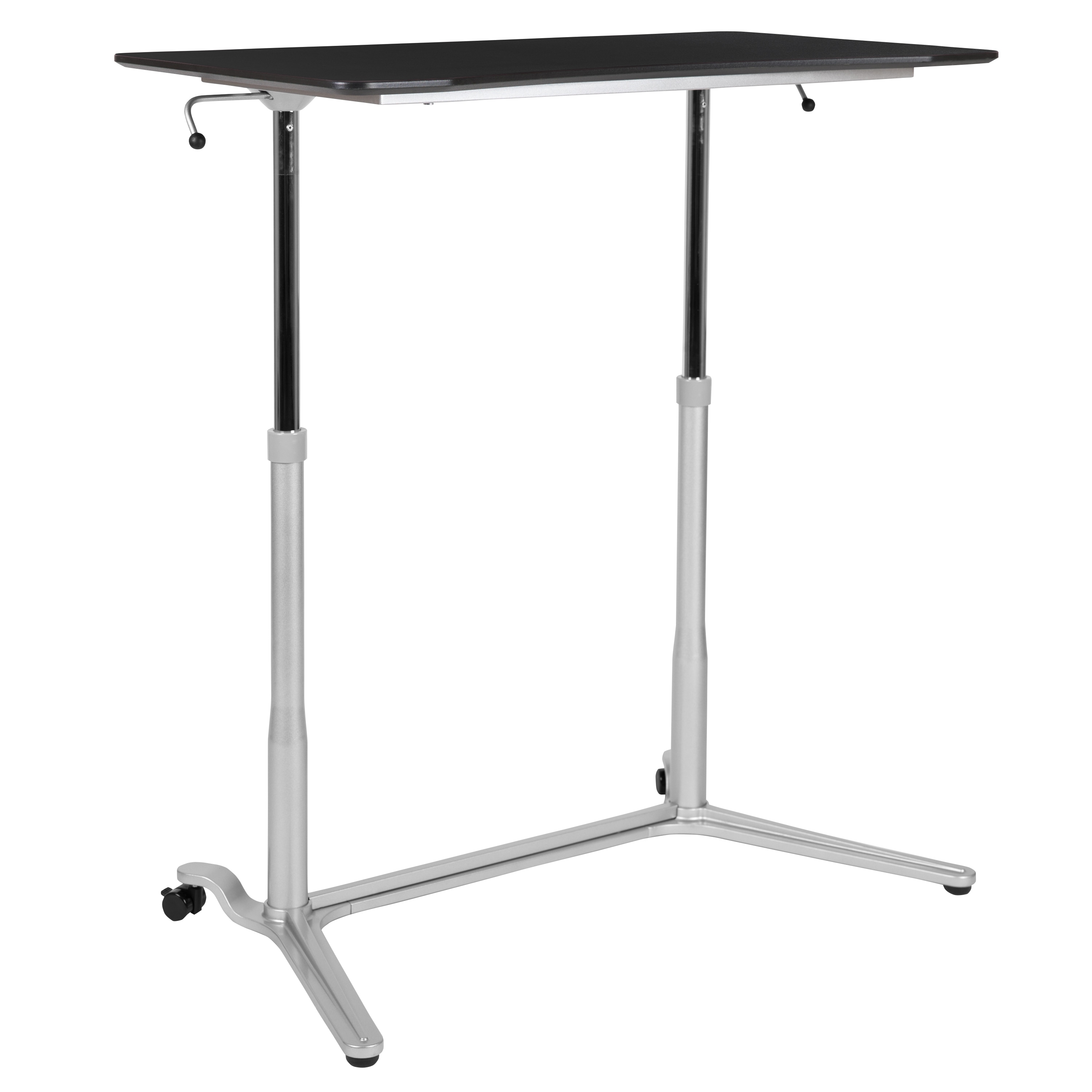 ErgoFlex Silver and Black Adjustable Height Mobile Standing Desk